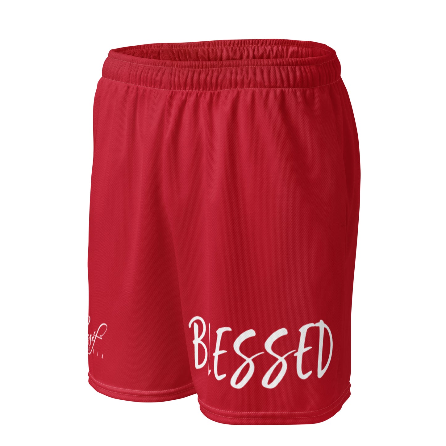 BLESSED BY XCLUSIF POETIX RED & WHITE Unisex mesh shorts