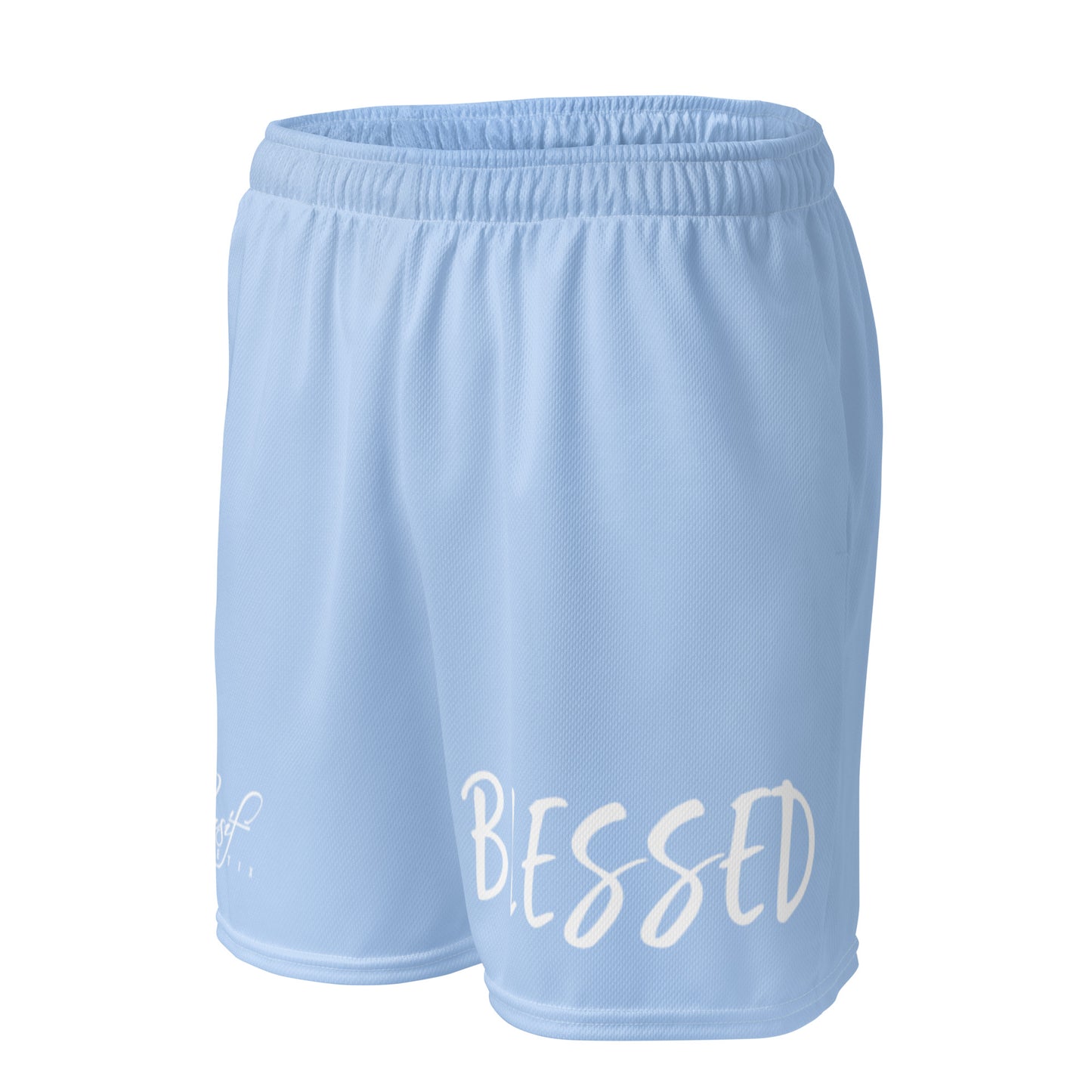 BLESSED BY XCLUSIF POETIX LIGHT BLUE & WHITE Unisex mesh shorts