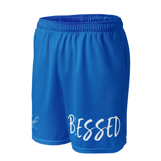 BLESSED BY XCLUSIF POETIX BLUE & WHITE Unisex mesh shorts