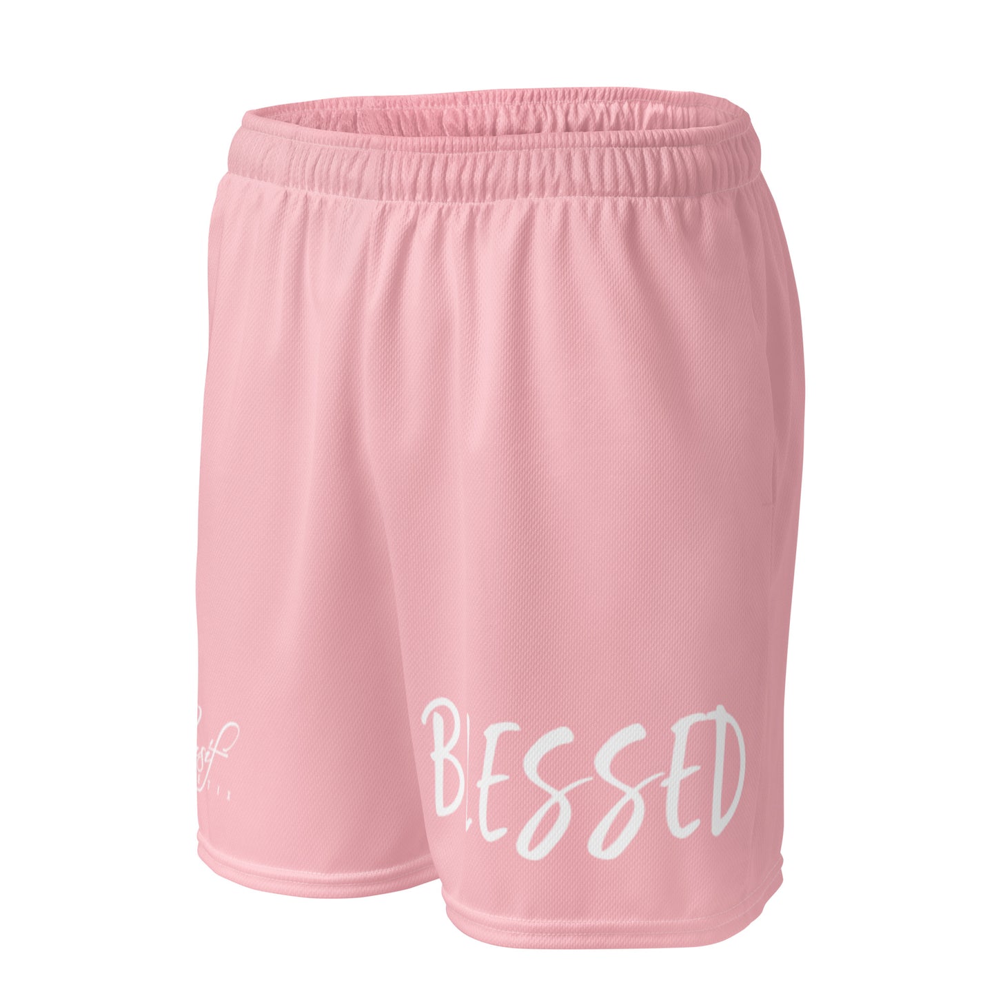 BLESSED BY XCLUSIF POETIX PINK & WHITE Unisex mesh shorts