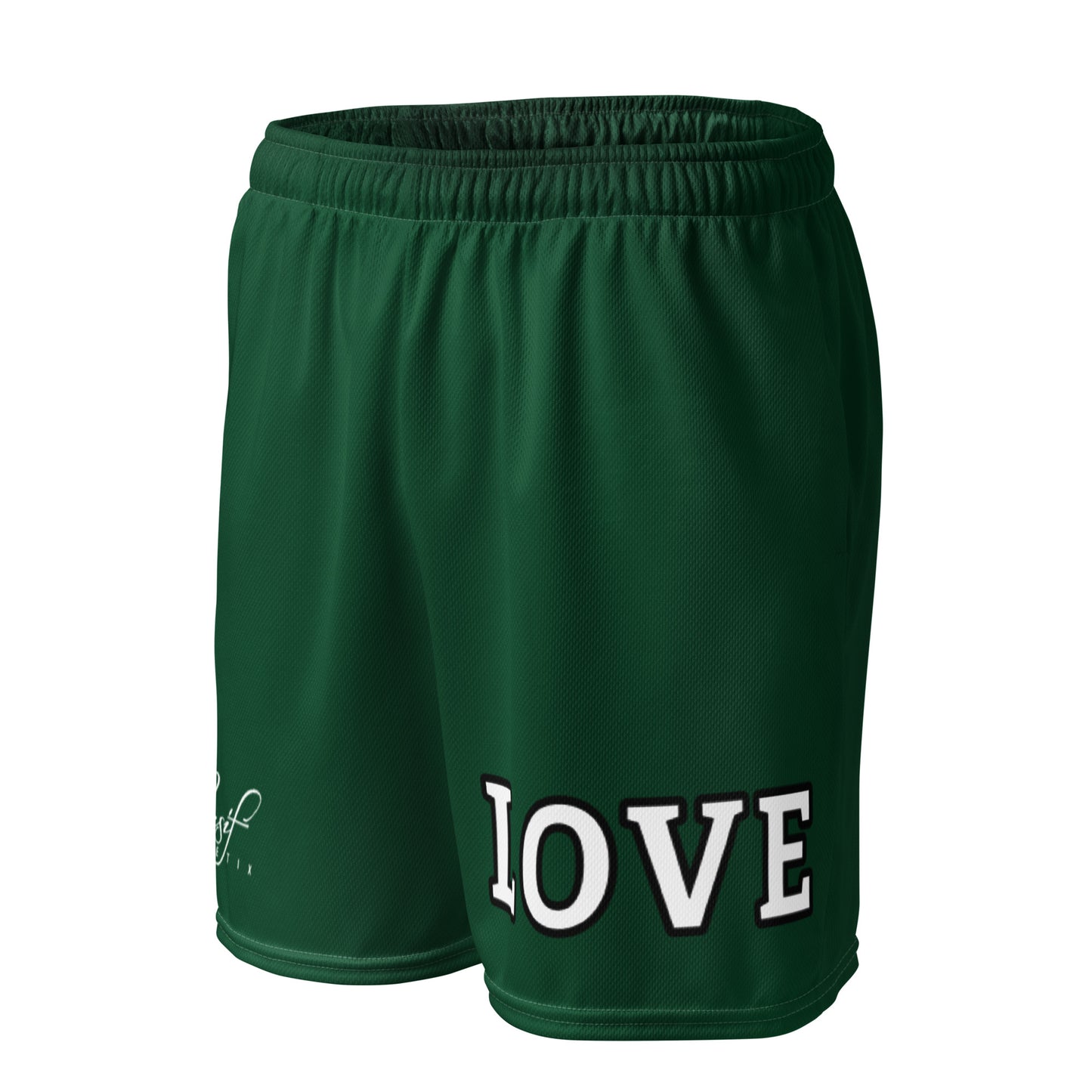 LOVE BY XCLUSIF POETIX FOREST GREEN Unisex mesh shorts