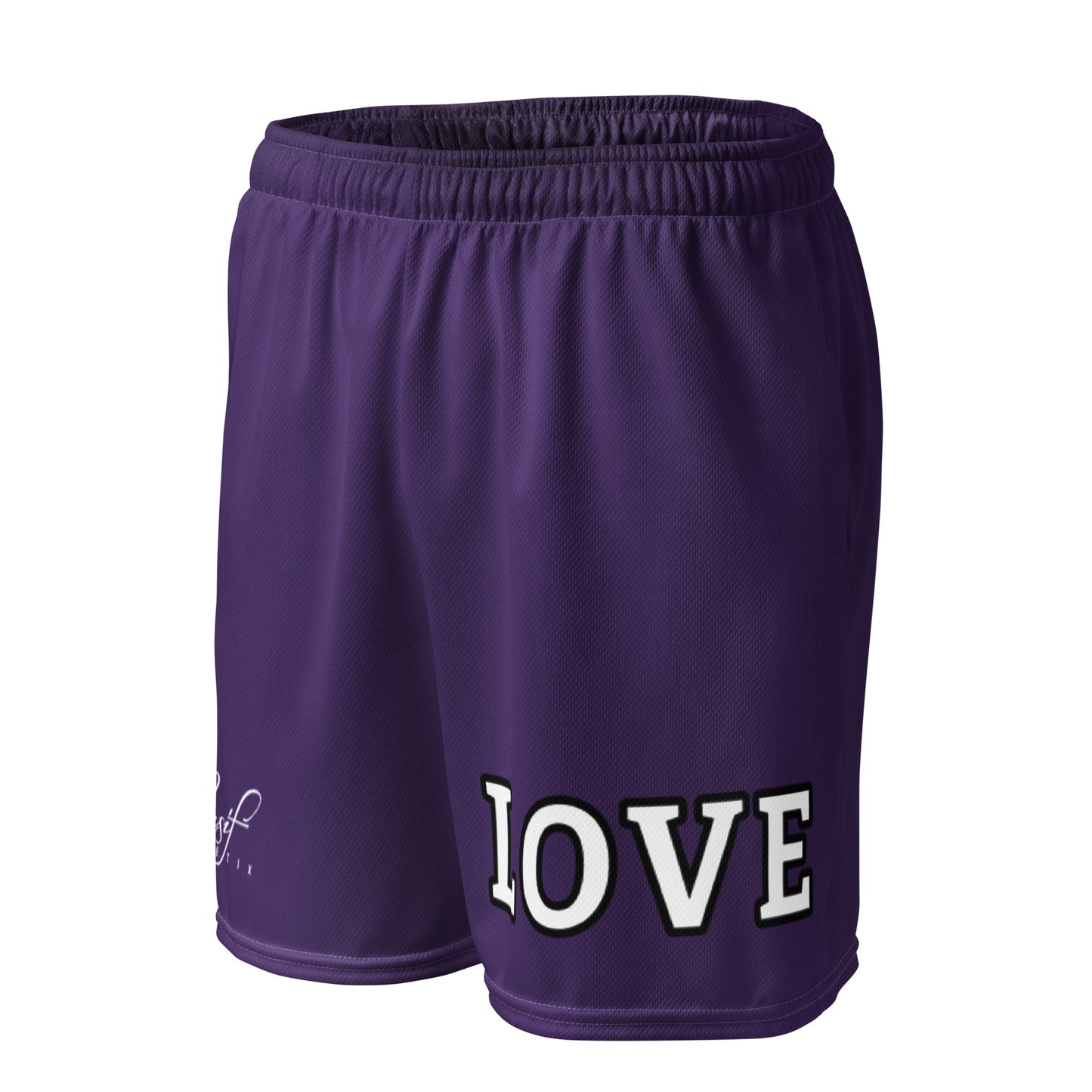 LOVE BY XCLUSIF POETIX PURPLE Unisex mesh shorts