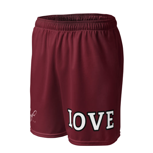 LOVE BY XCLUSIF POETIX BURGUNDY Unisex mesh shorts