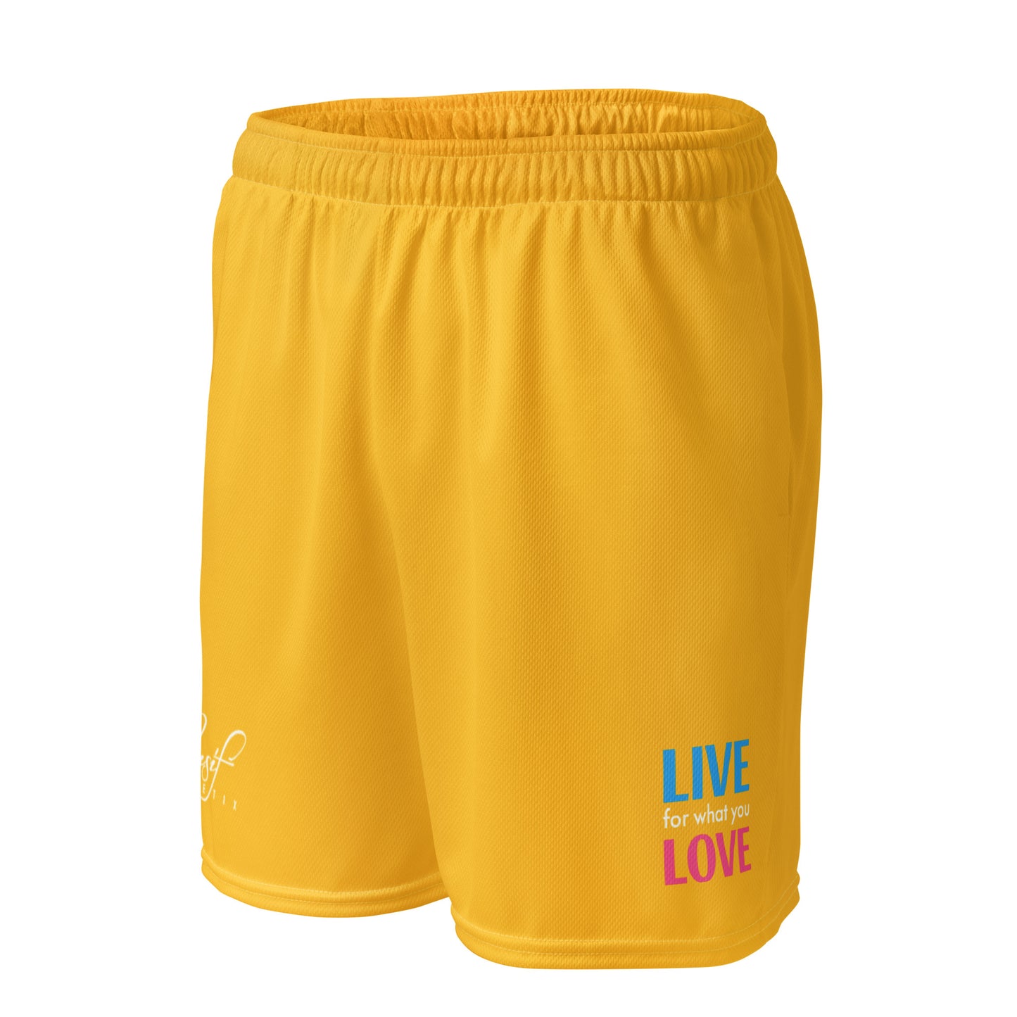 "LIVE FOR WHAT YOU LOVE" BY XCLUSIF POETIX YELLOW Unisex mesh shorts