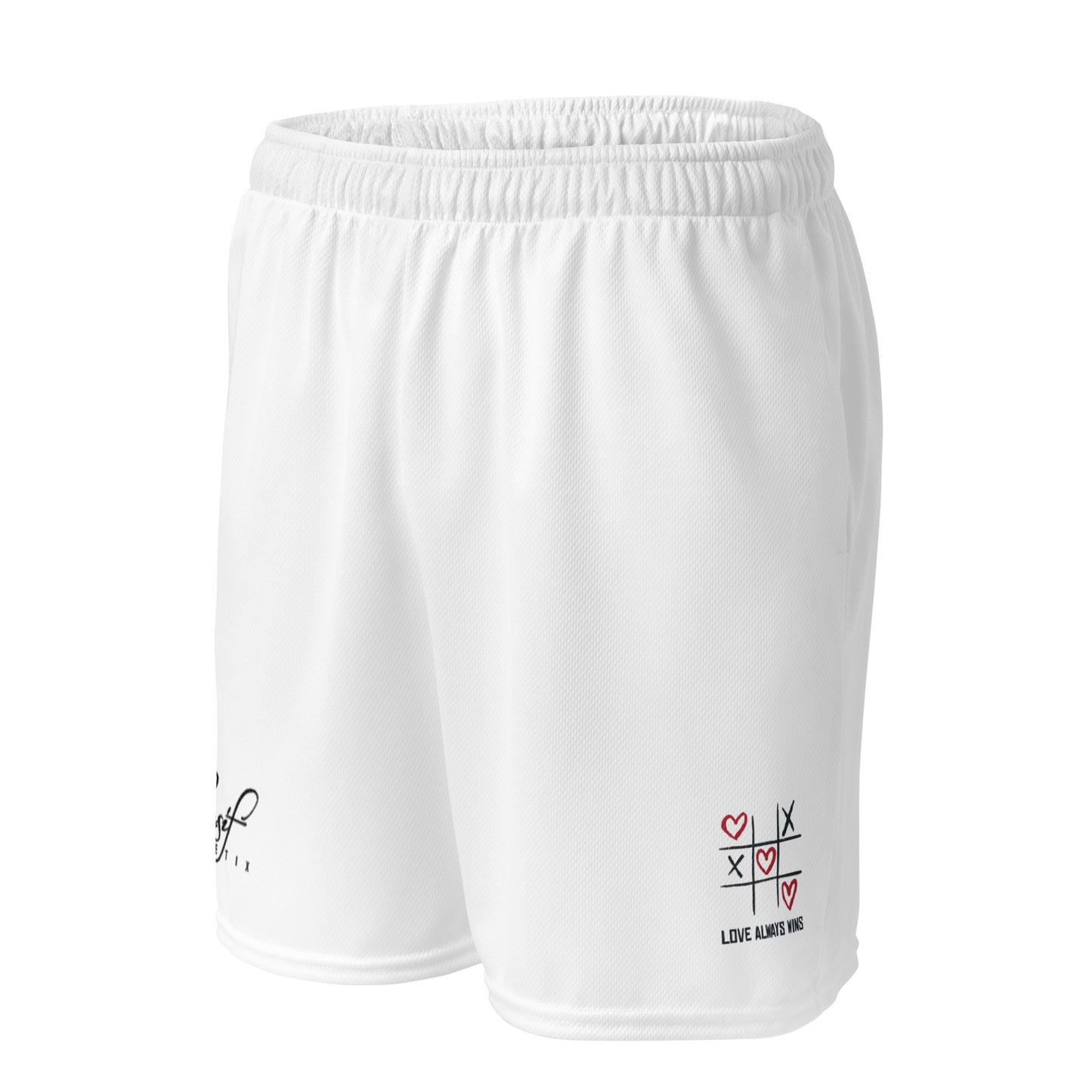 "LOVE ALWAYS WINS" BY XCLUSIF POETIX WHITE Unisex mesh shorts