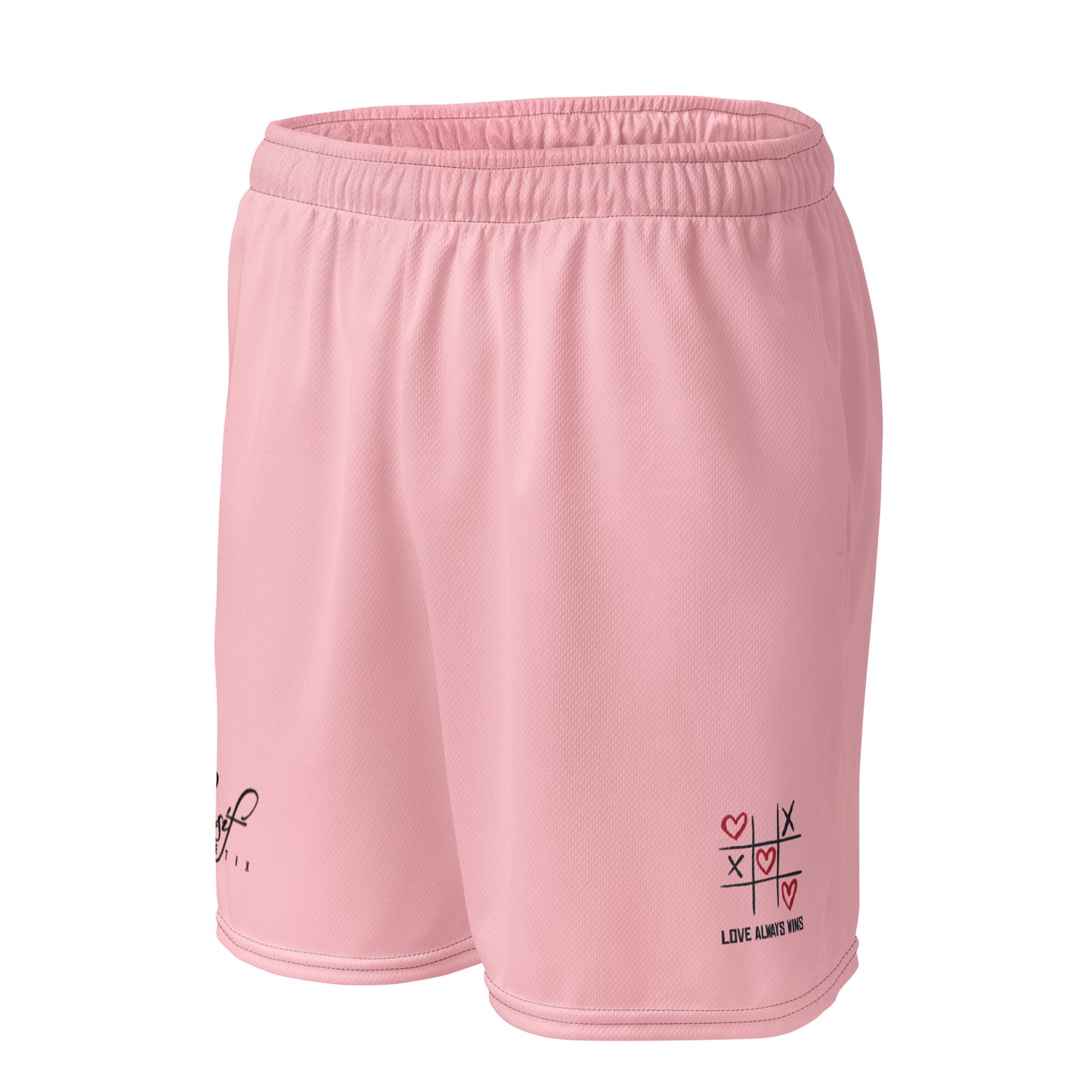 "LOVE ALWAYS WINS" BY XCLUSIF POETIX PINK Unisex mesh shorts