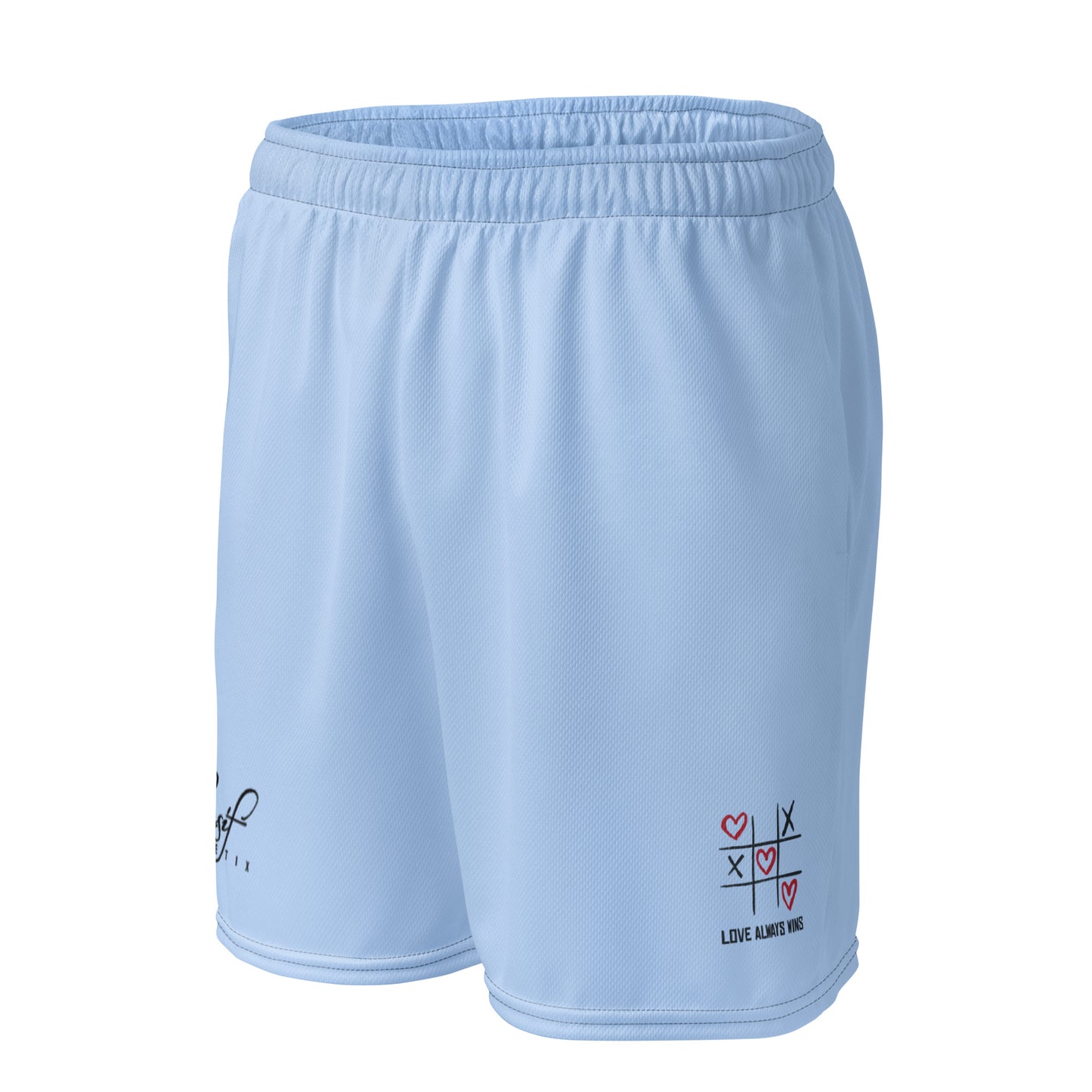 "LOVE ALWAYS WINS" BY XCLUSIF POETIX LIGHT BLUE Unisex mesh shorts