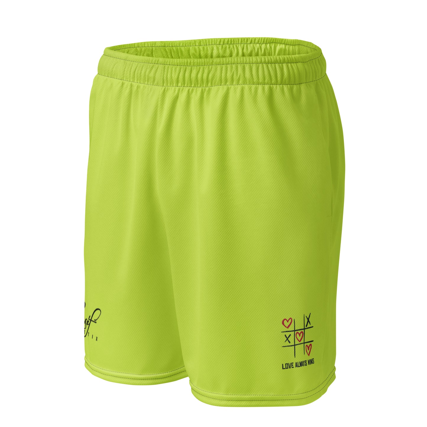 "LOVE ALWAYS WINS" BY XCLUSIF POETIX LIGHT GREEN Unisex mesh shorts