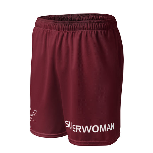 SUPERWOMAN BY XCLUSIF POETIX BURGUNDY & WHITE Unisex mesh shorts