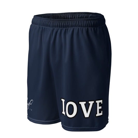 LOVE BY XCLUSIF POETIX NAVY Unisex mesh shorts