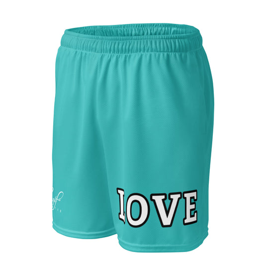 LOVE BY XCLUSIF POETIX TURQUOISE Unisex mesh shorts