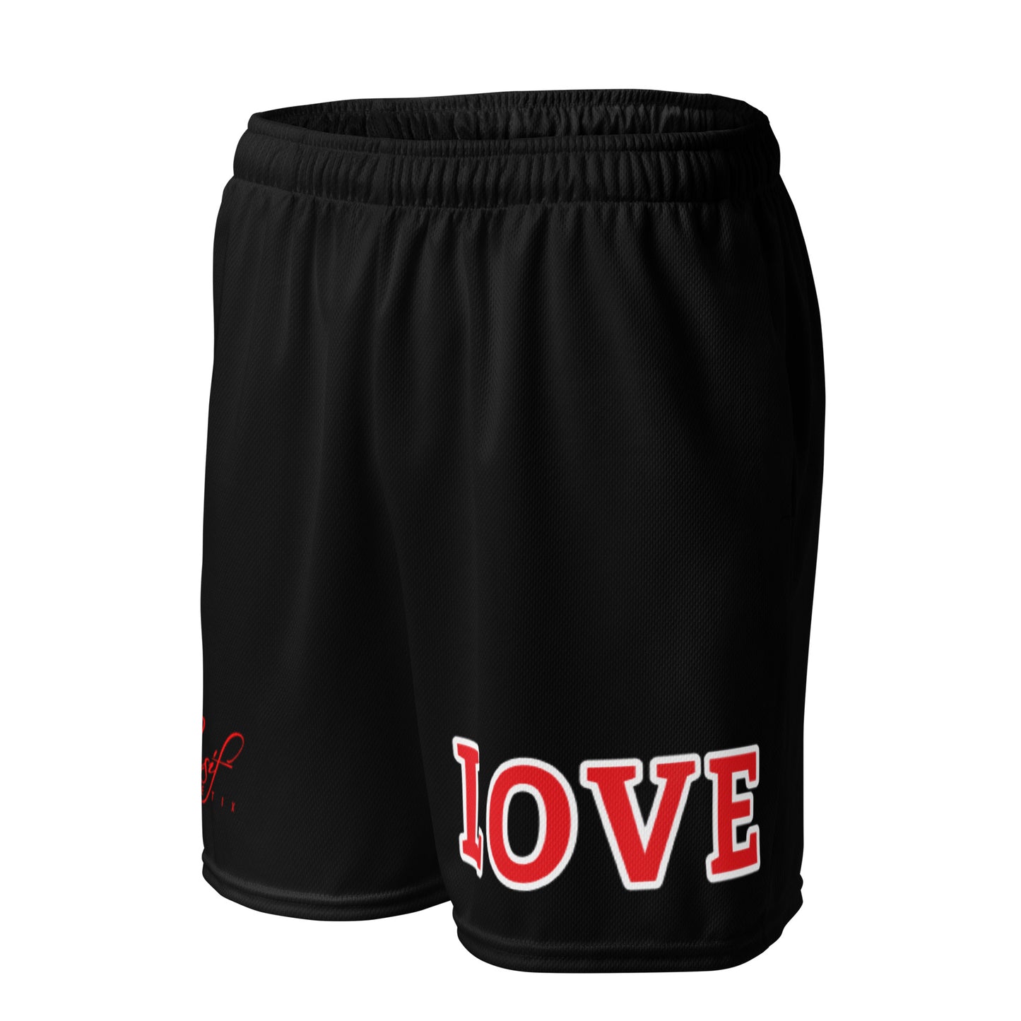 LOVE BY XCLUSIF POETIX BLACK & RED Unisex mesh shorts