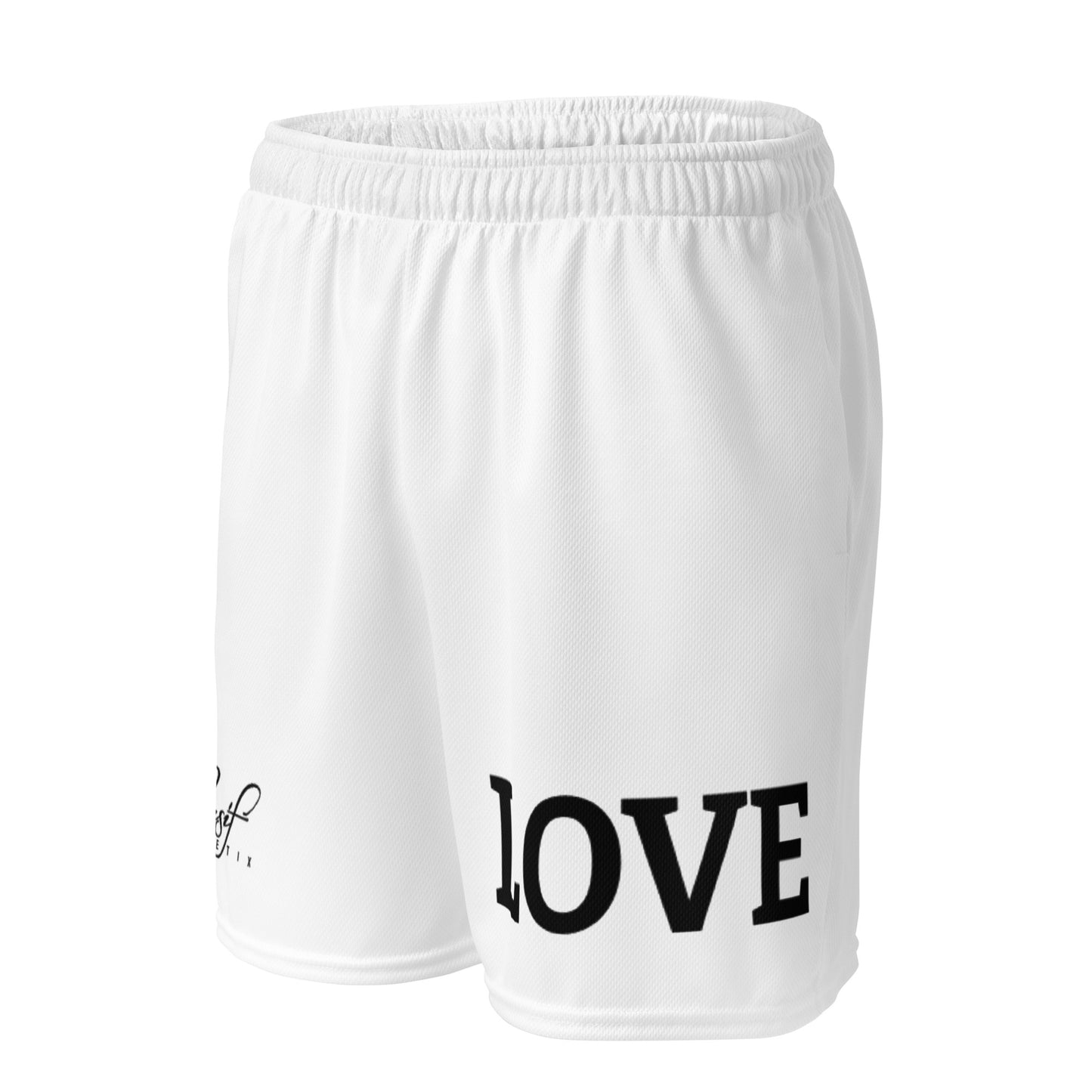 LOVE BY XCLUSIF POETIX WHITE & BLACK Unisex mesh shorts