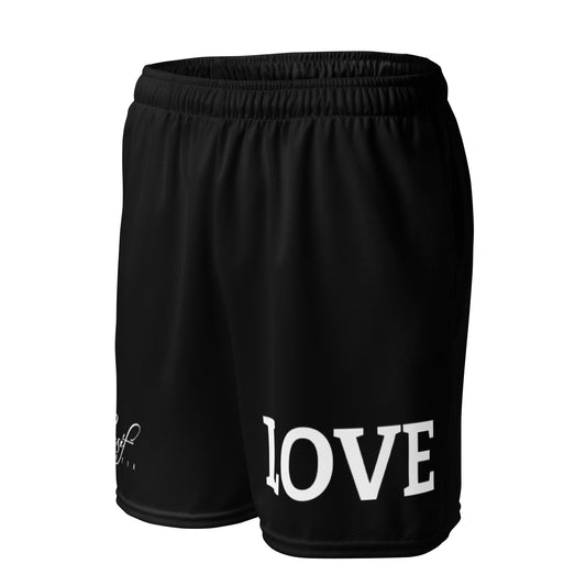 LOVE BY XCLUSIF POETIX BLACK & WHITE Unisex mesh shorts