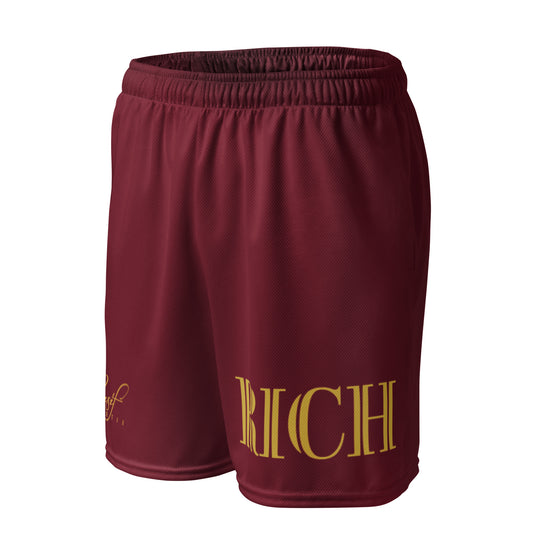 RICH BY XCLUSIF POETIX BURGUNDY & GOLD Unisex mesh shorts