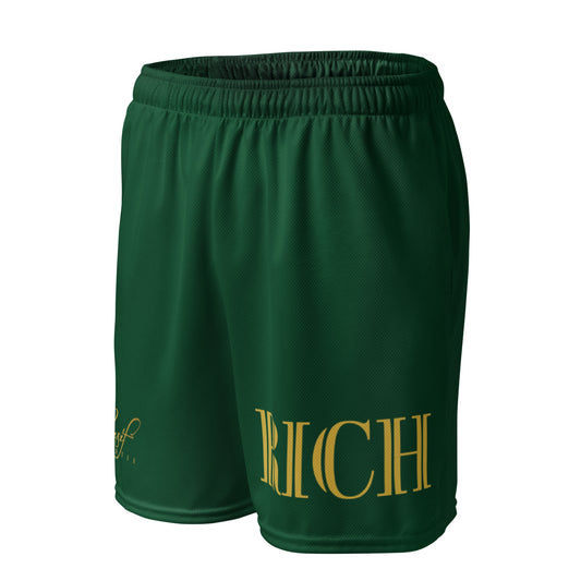 RICH BY XCLUSIF POETIX FOREST GREEN & GOLD Unisex mesh shorts