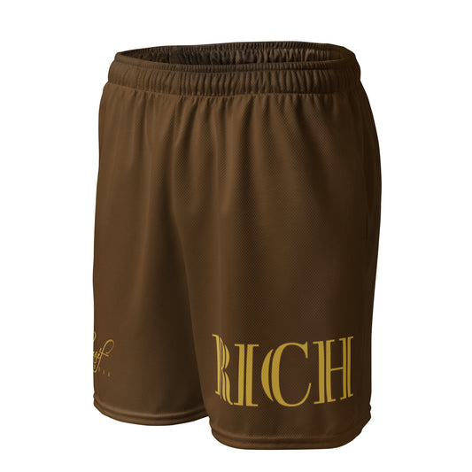 RICH BY XCLUSIF POETIX BROWN & GOLD Unisex mesh shorts