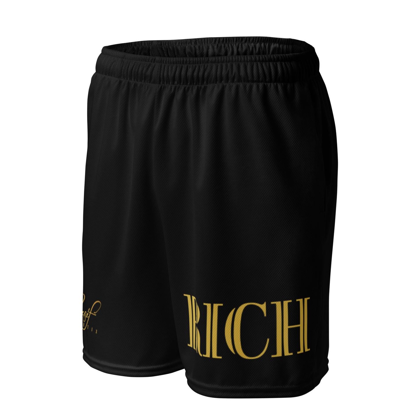 RICH BY XCLUSIF POETIX BLACK & GOLD Unisex mesh shorts