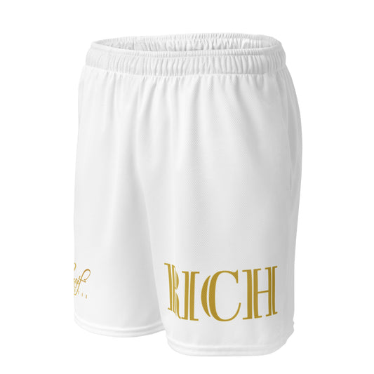 RICH BY XCLUSIF POETIX WHITE & GOLD Unisex mesh shorts