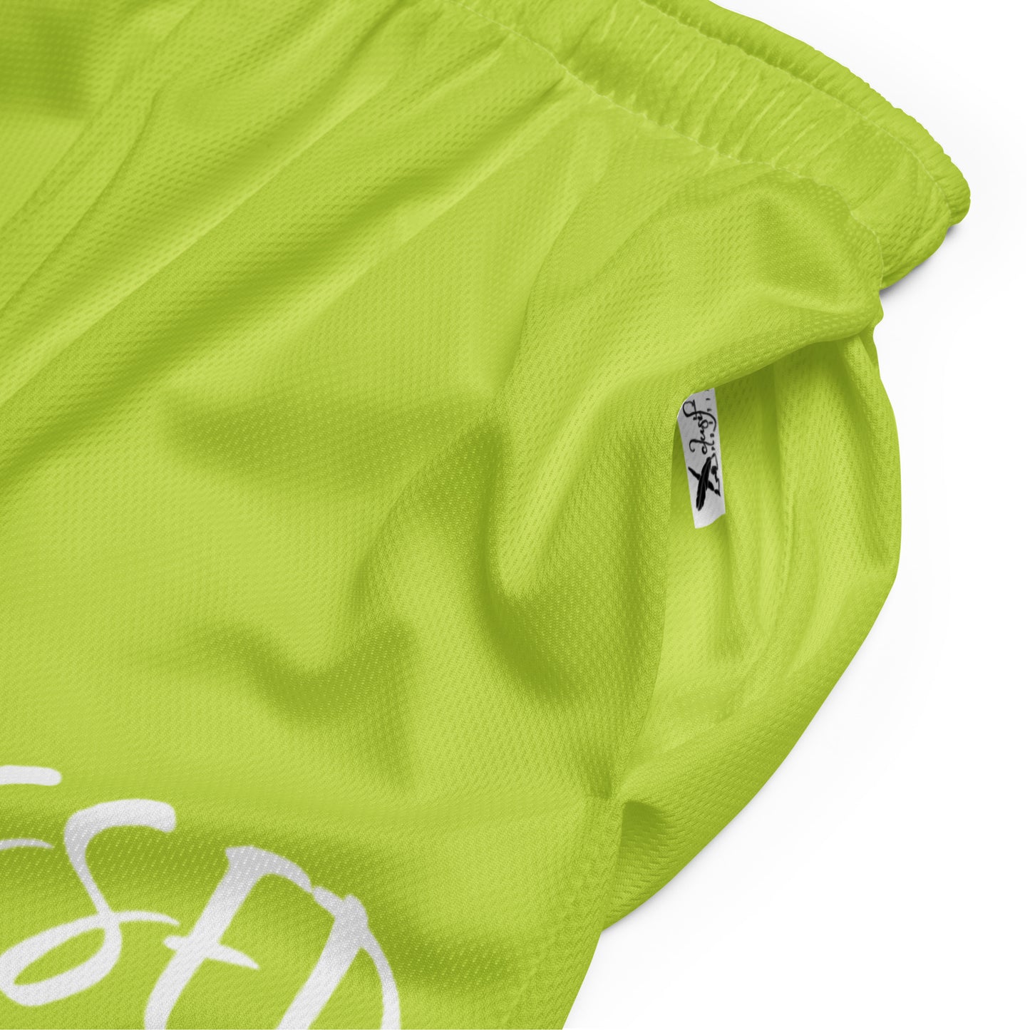 BLESSED BY XCLUSIF POETIX LIGHT GREEN & WHITE Unisex mesh shorts