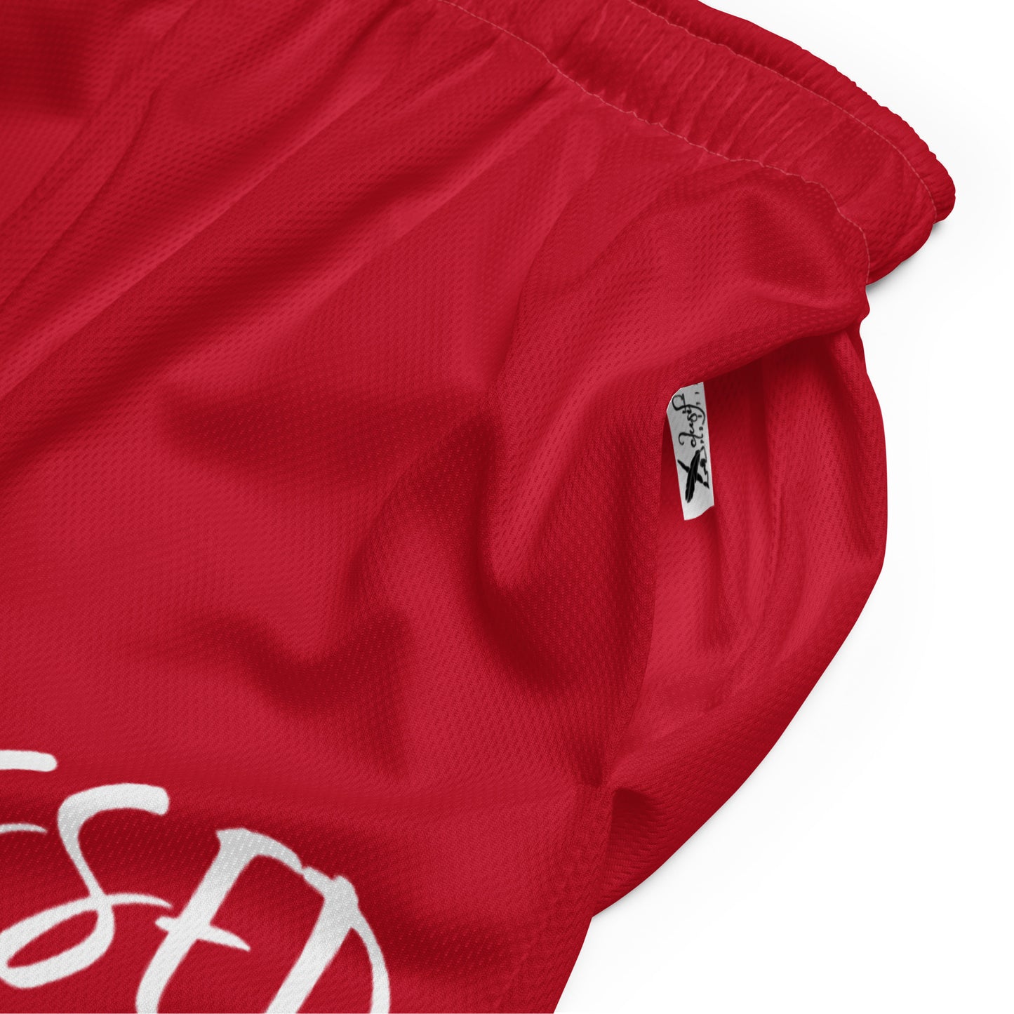 BLESSED BY XCLUSIF POETIX RED & WHITE Unisex mesh shorts