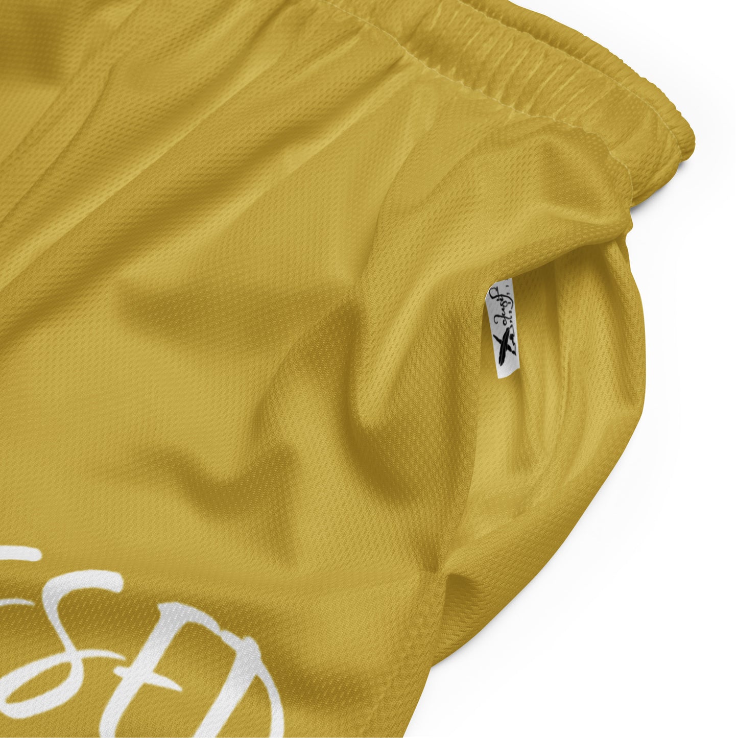 BLESSED BY XCLUSIF POETIX GOLD & WHITE Unisex mesh shorts