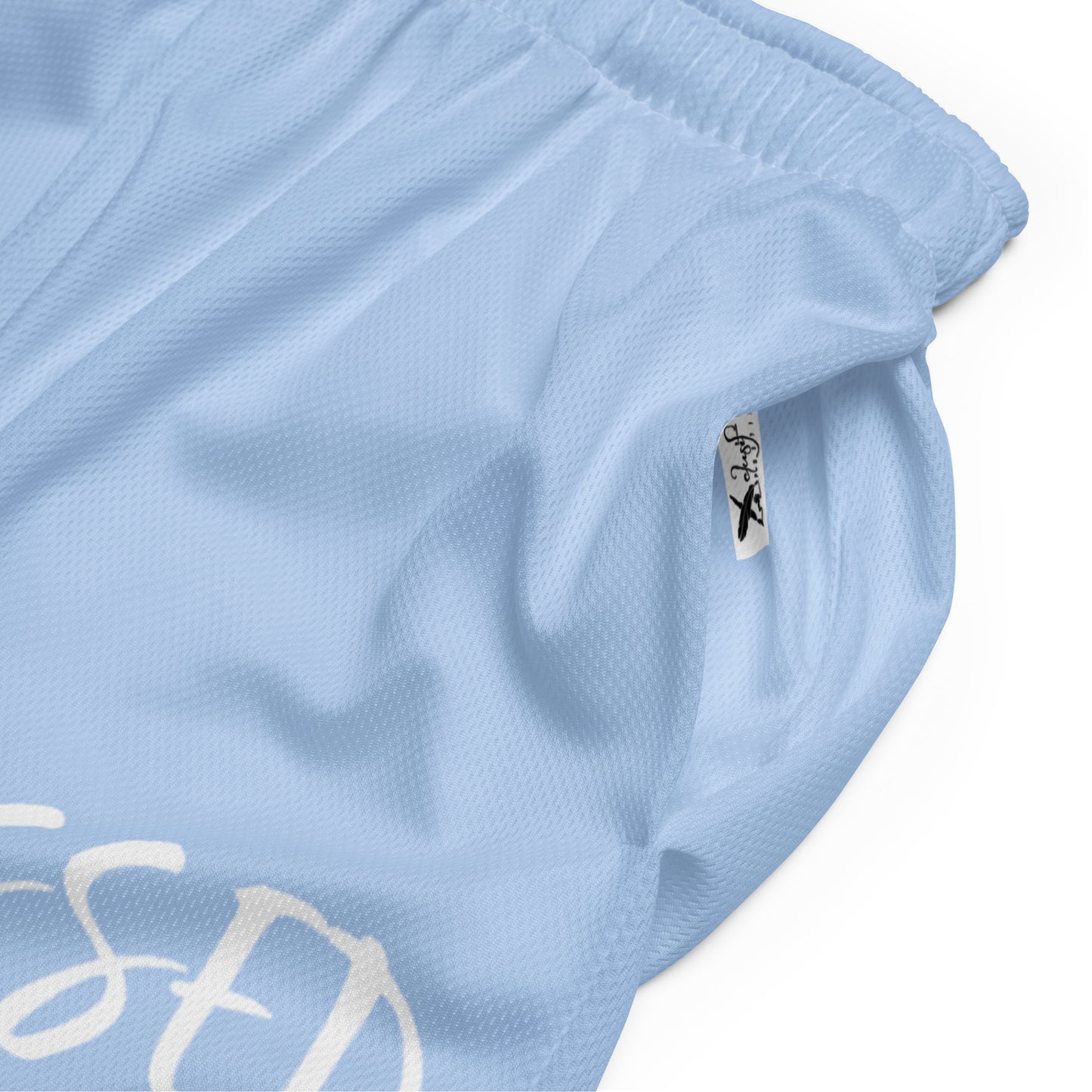 BLESSED BY XCLUSIF POETIX LIGHT BLUE & WHITE Unisex mesh shorts