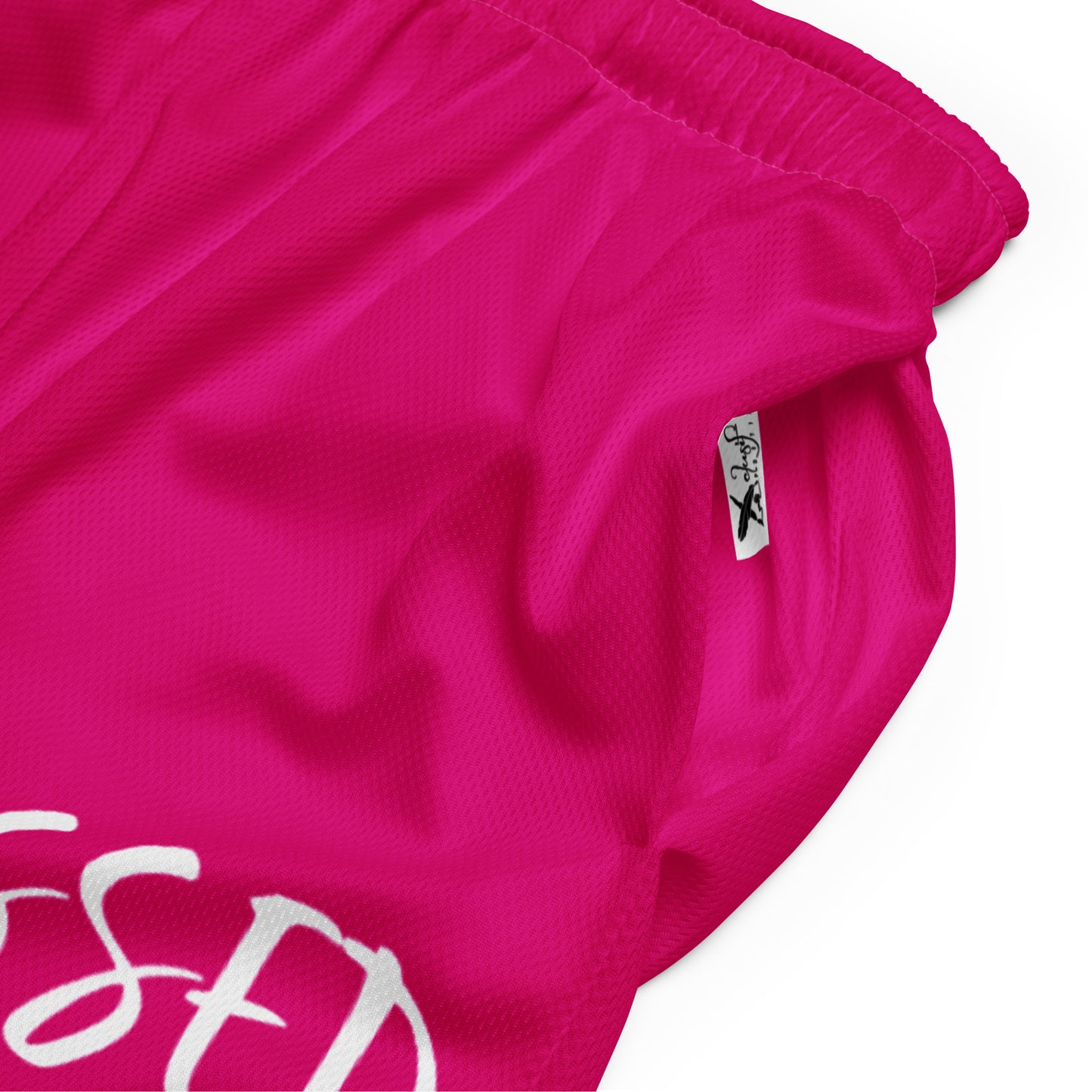 BLESSED BY XCLUSIF POETIX HOT PINK & WHITE Unisex mesh shorts