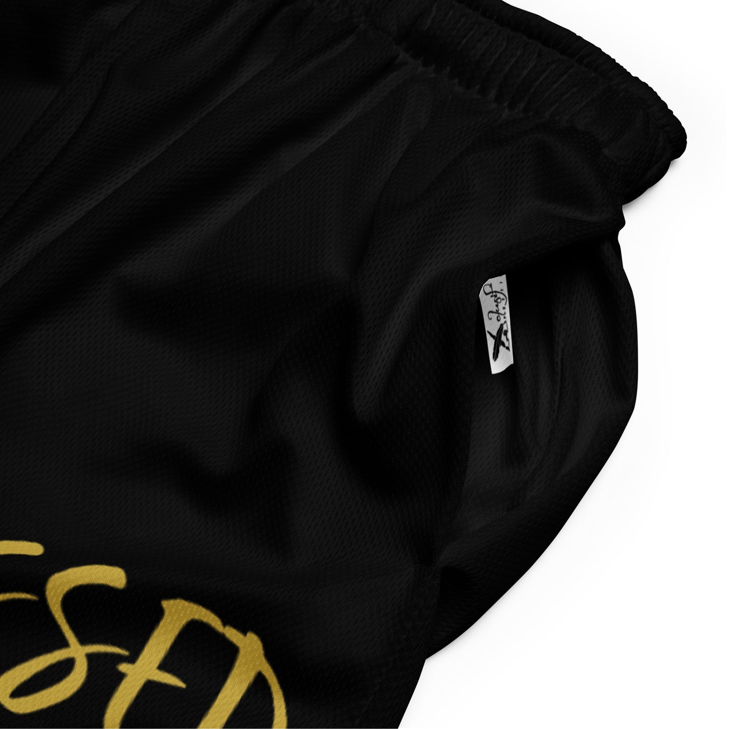 BLESSED BY XCLUSIF POETIX BLACK & GOLD Unisex mesh shorts