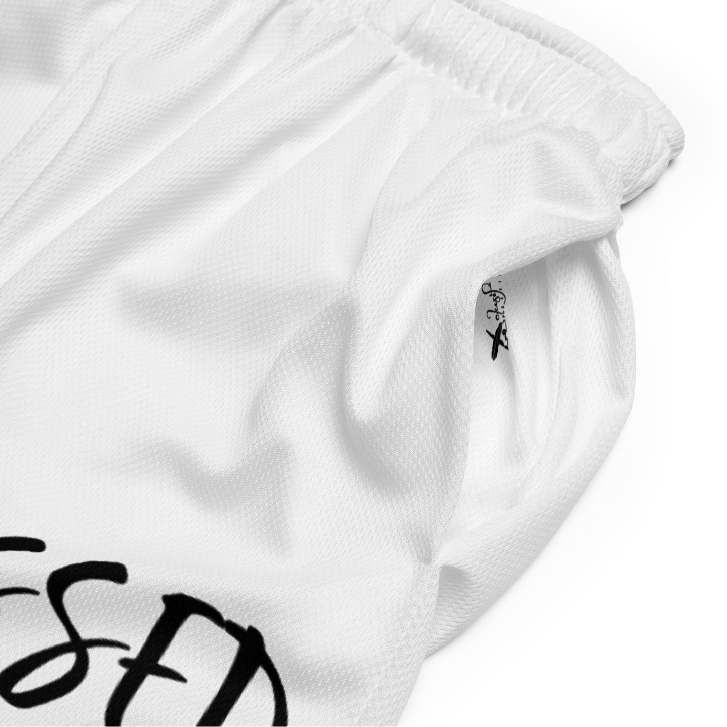 BLESSED BY XCLUSIF POETIX WHITE & BLACK Unisex mesh shorts