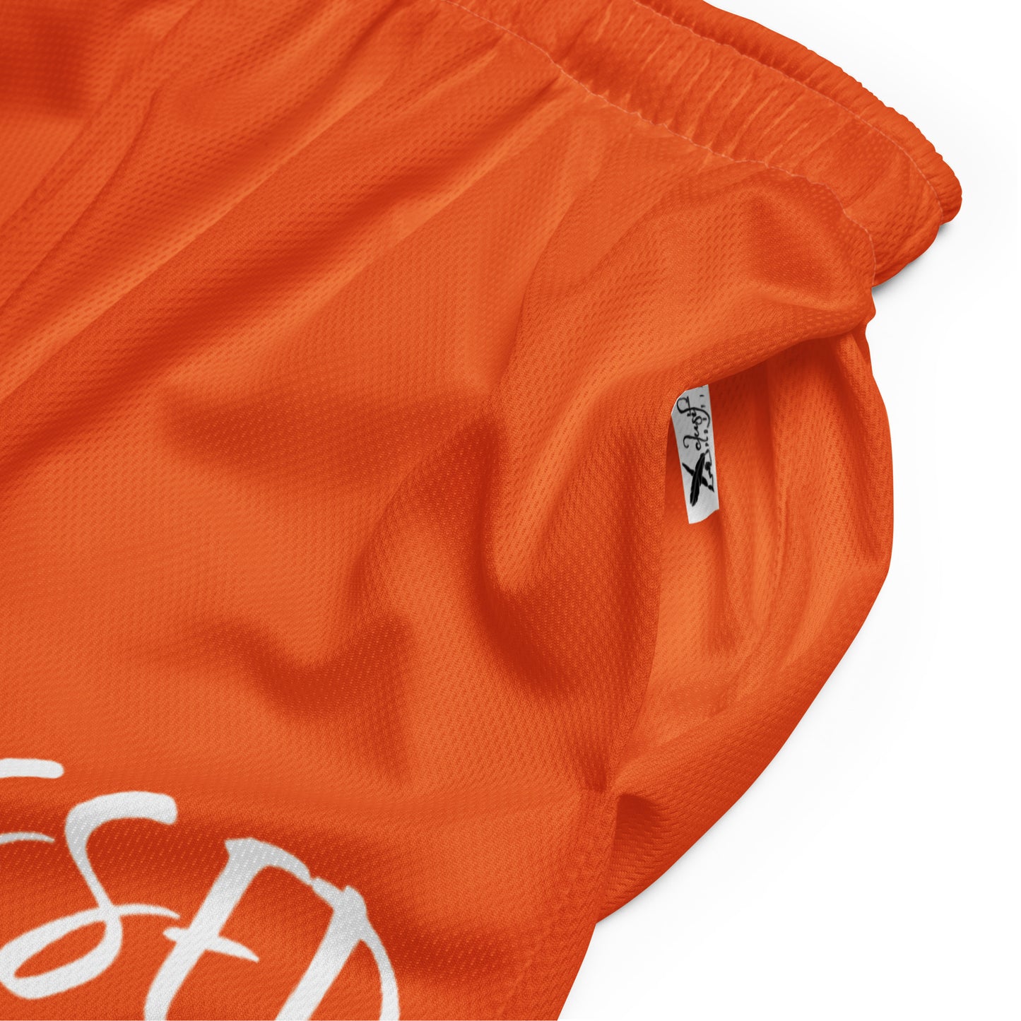 BLESSED BY XCLUSIF POETIX ORANGE & WHITE Unisex mesh shorts