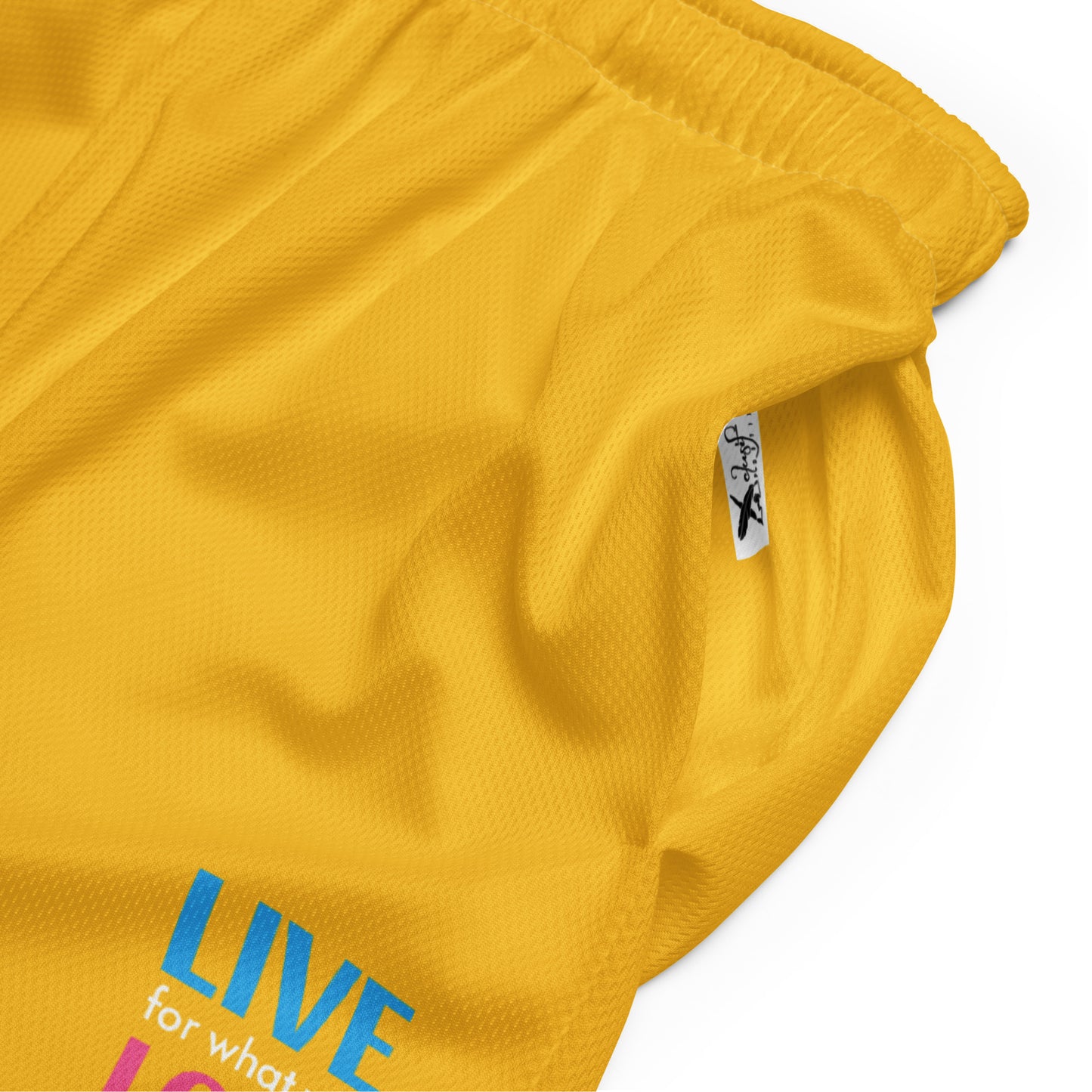 "LIVE FOR WHAT YOU LOVE" BY XCLUSIF POETIX YELLOW Unisex mesh shorts