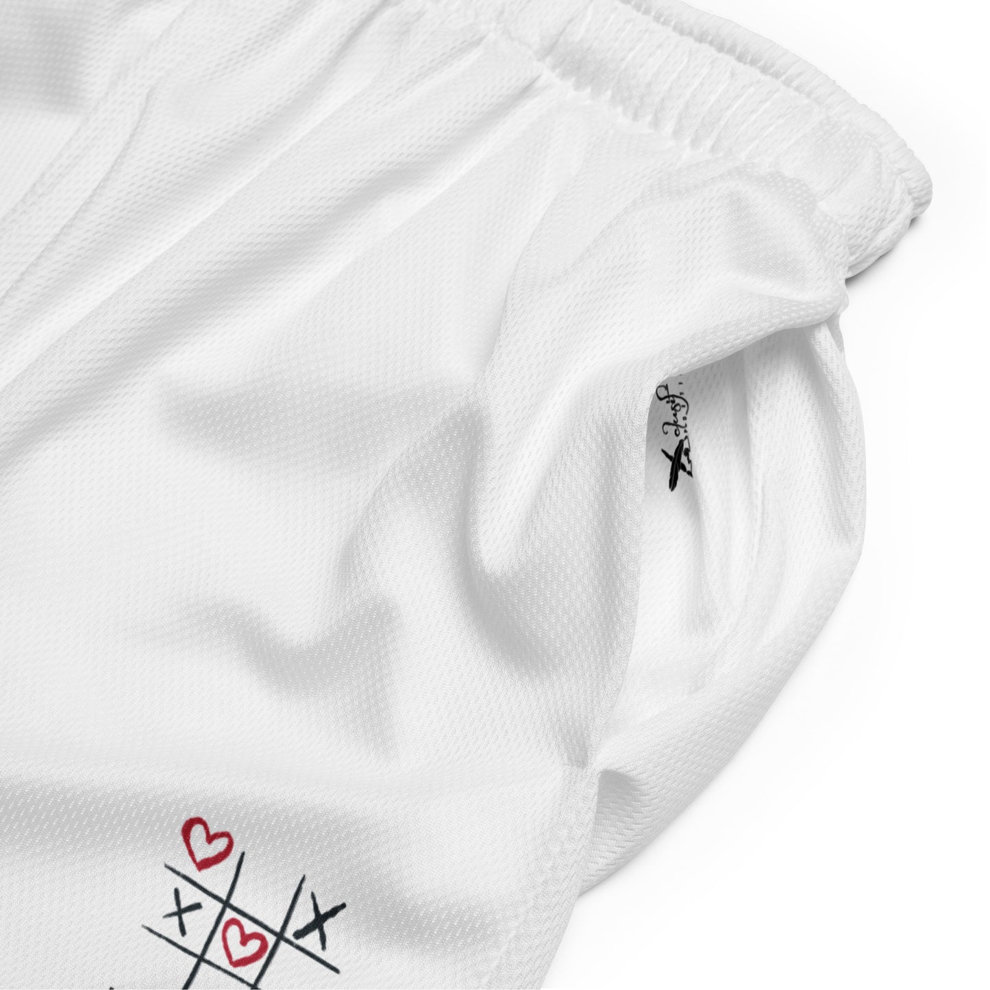 "LOVE ALWAYS WINS" BY XCLUSIF POETIX WHITE Unisex mesh shorts