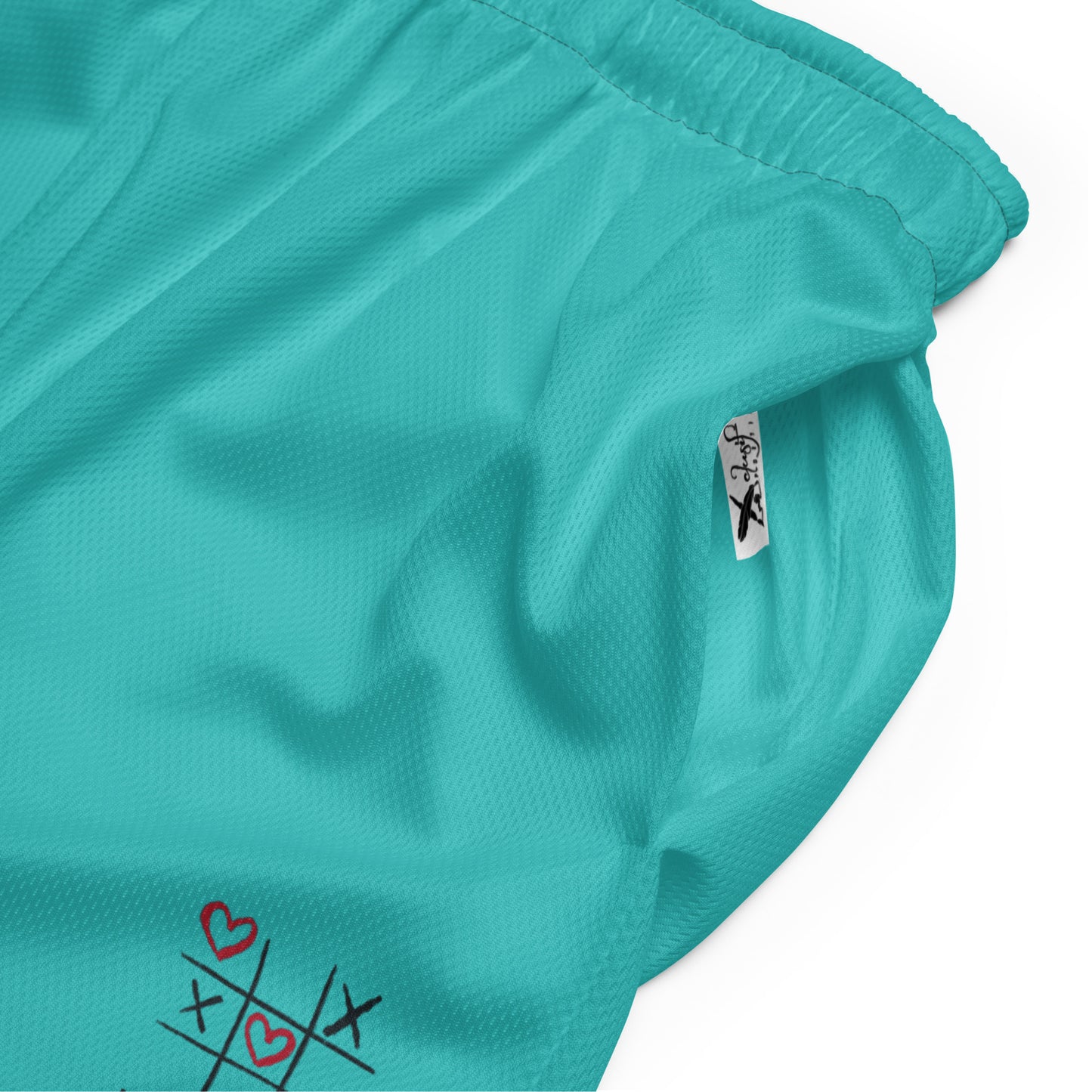 "LOVE ALWAYS WINS" BY XCLUSIF POETIX TURQUOISE Unisex mesh shorts