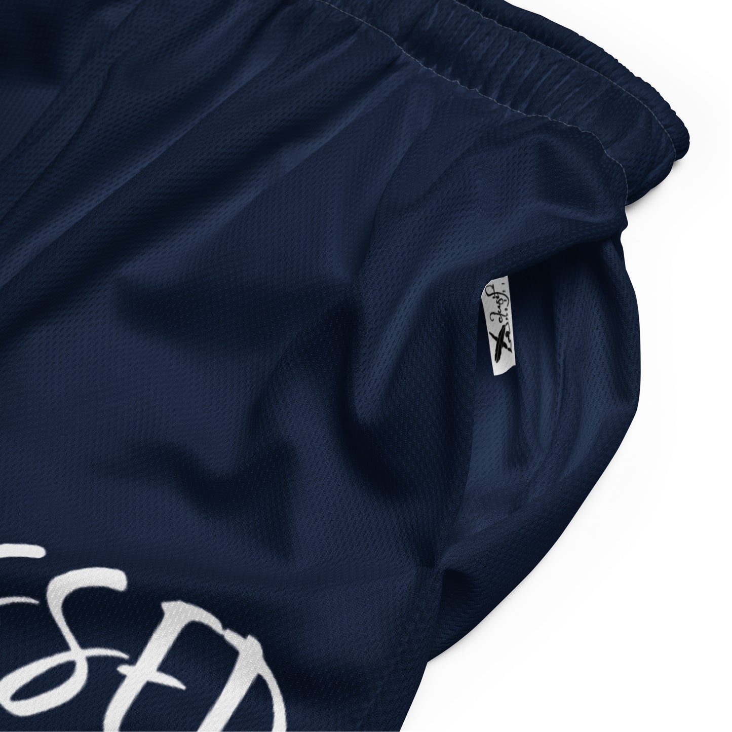 BLESSED BY XCLUSIF POETIX NAVY & WHITE Unisex mesh shorts