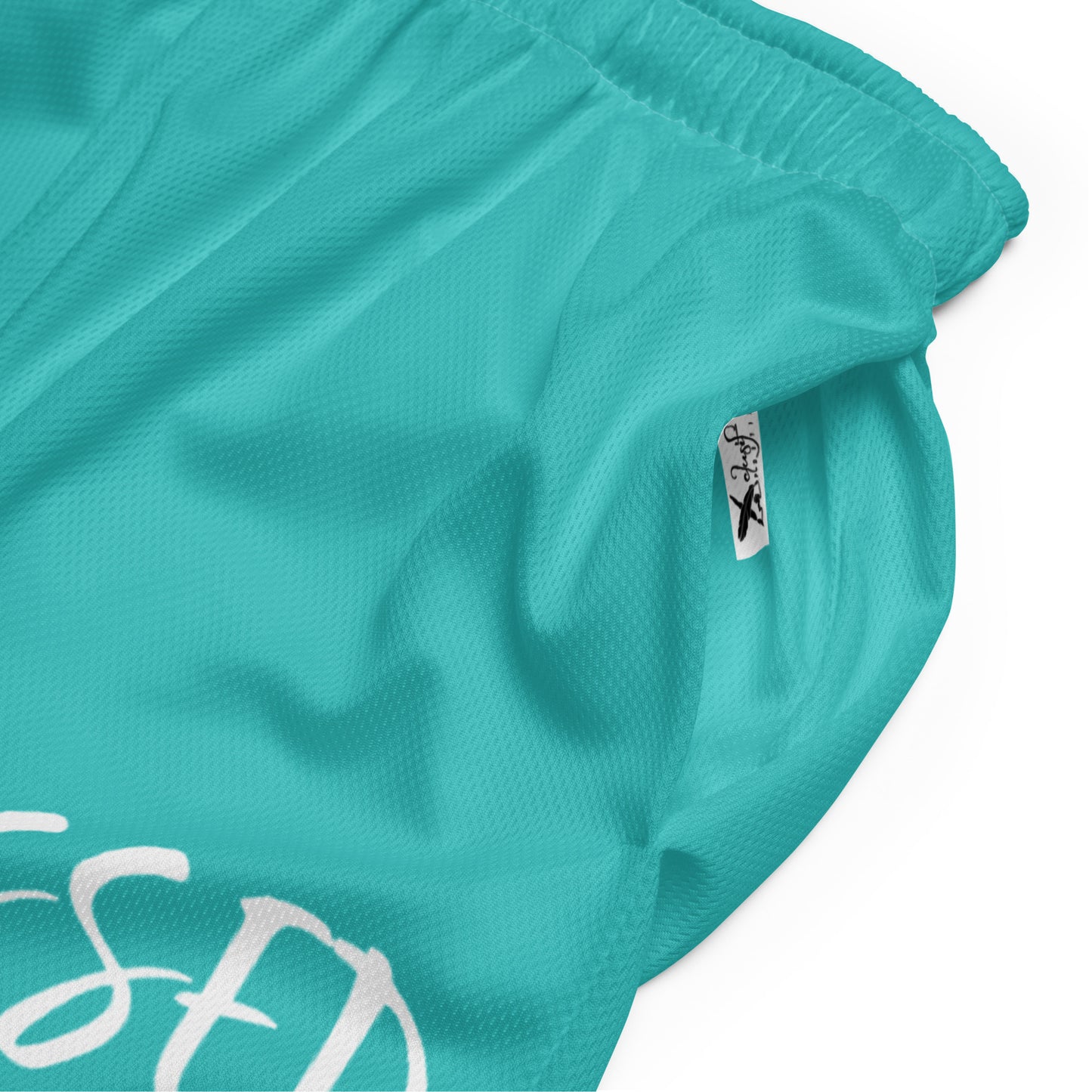 BLESSED BY XCLUSIF POETIX TURQUOISE & WHITE Unisex mesh shorts