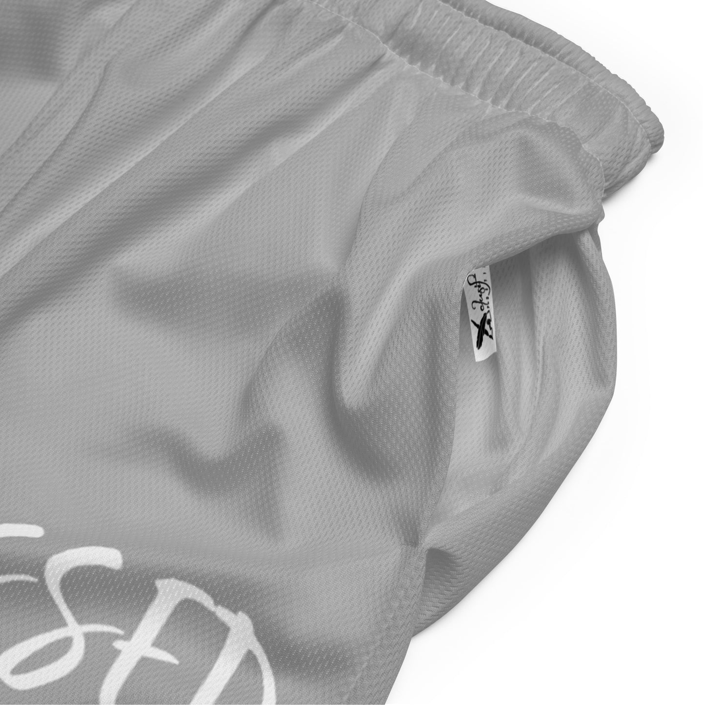 BLESSED BY XCLUSIF POETIX SILVER & WHITE Unisex mesh shorts