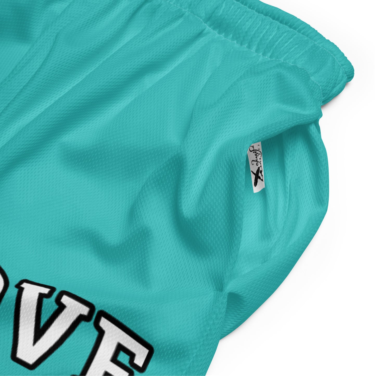 LOVE BY XCLUSIF POETIX TURQUOISE Unisex mesh shorts