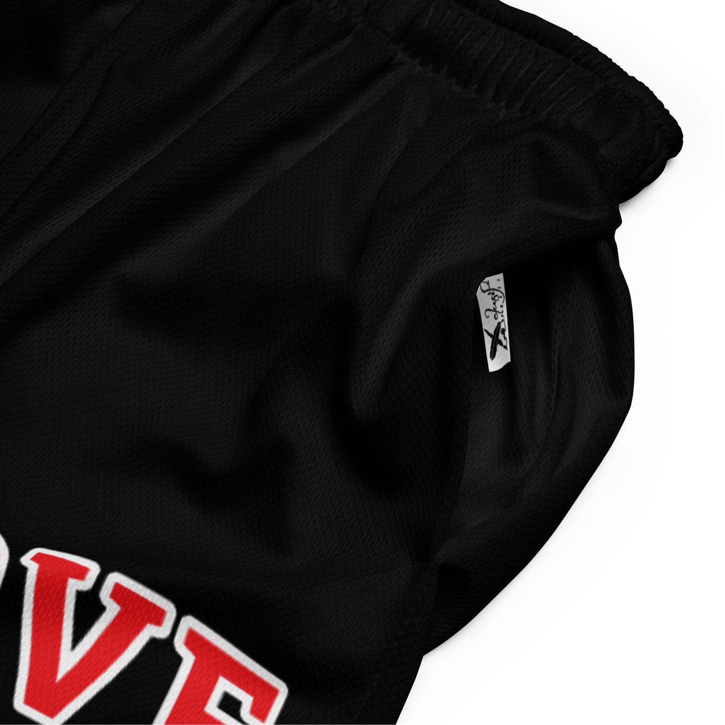 LOVE BY XCLUSIF POETIX BLACK & RED Unisex mesh shorts