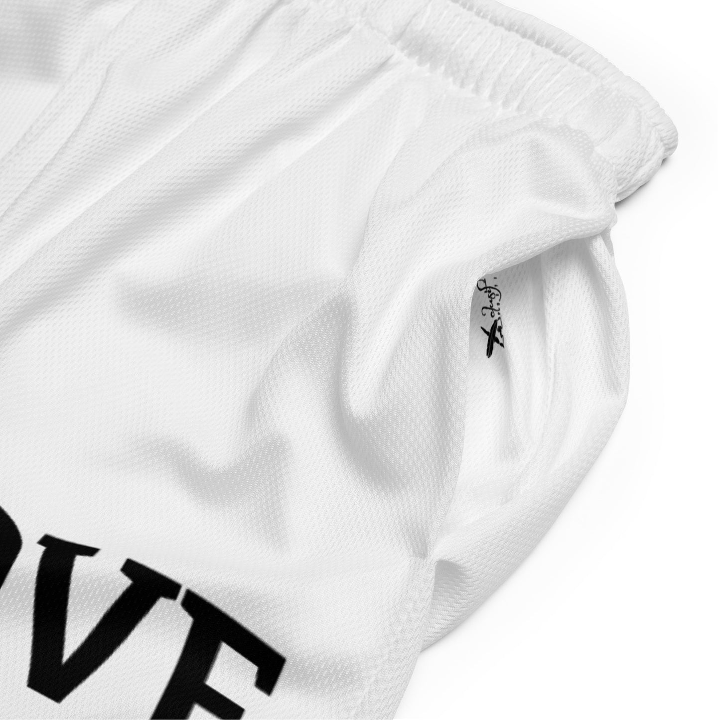 LOVE BY XCLUSIF POETIX WHITE & BLACK Unisex mesh shorts