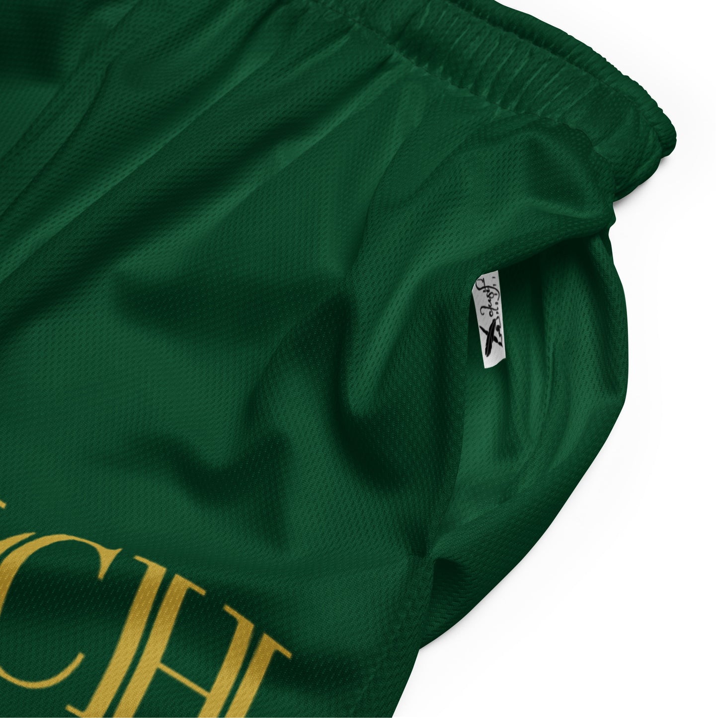 RICH BY XCLUSIF POETIX FOREST GREEN & GOLD Unisex mesh shorts