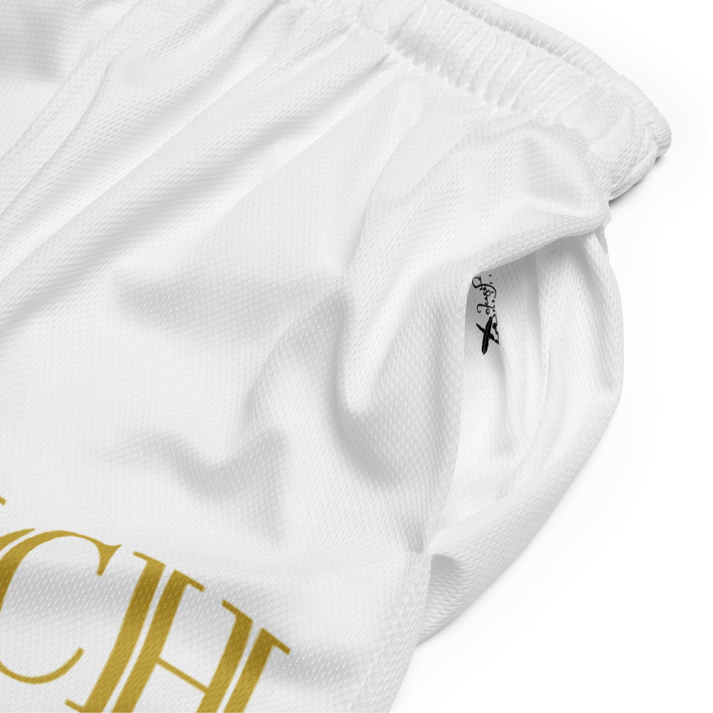 RICH BY XCLUSIF POETIX WHITE & GOLD Unisex mesh shorts