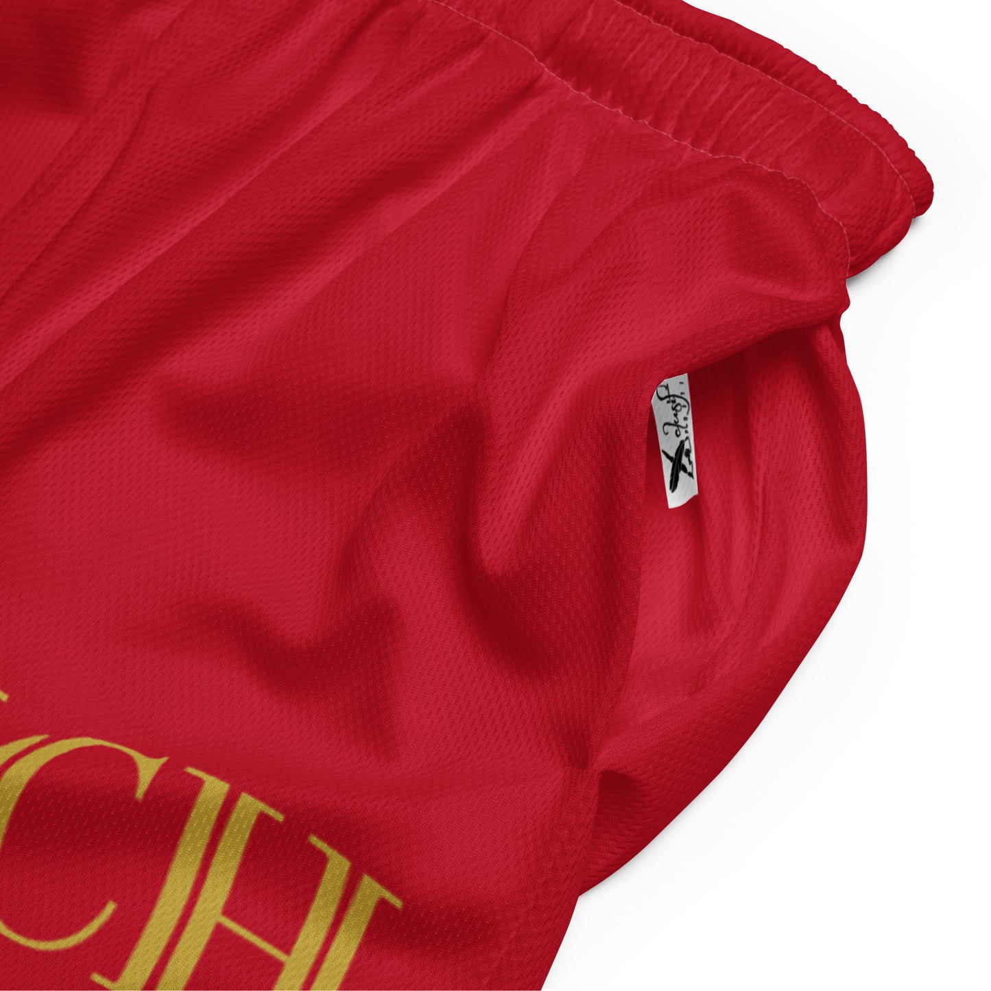 RICH BY XCLUSIF POETIX RED & GOLD Unisex mesh shorts