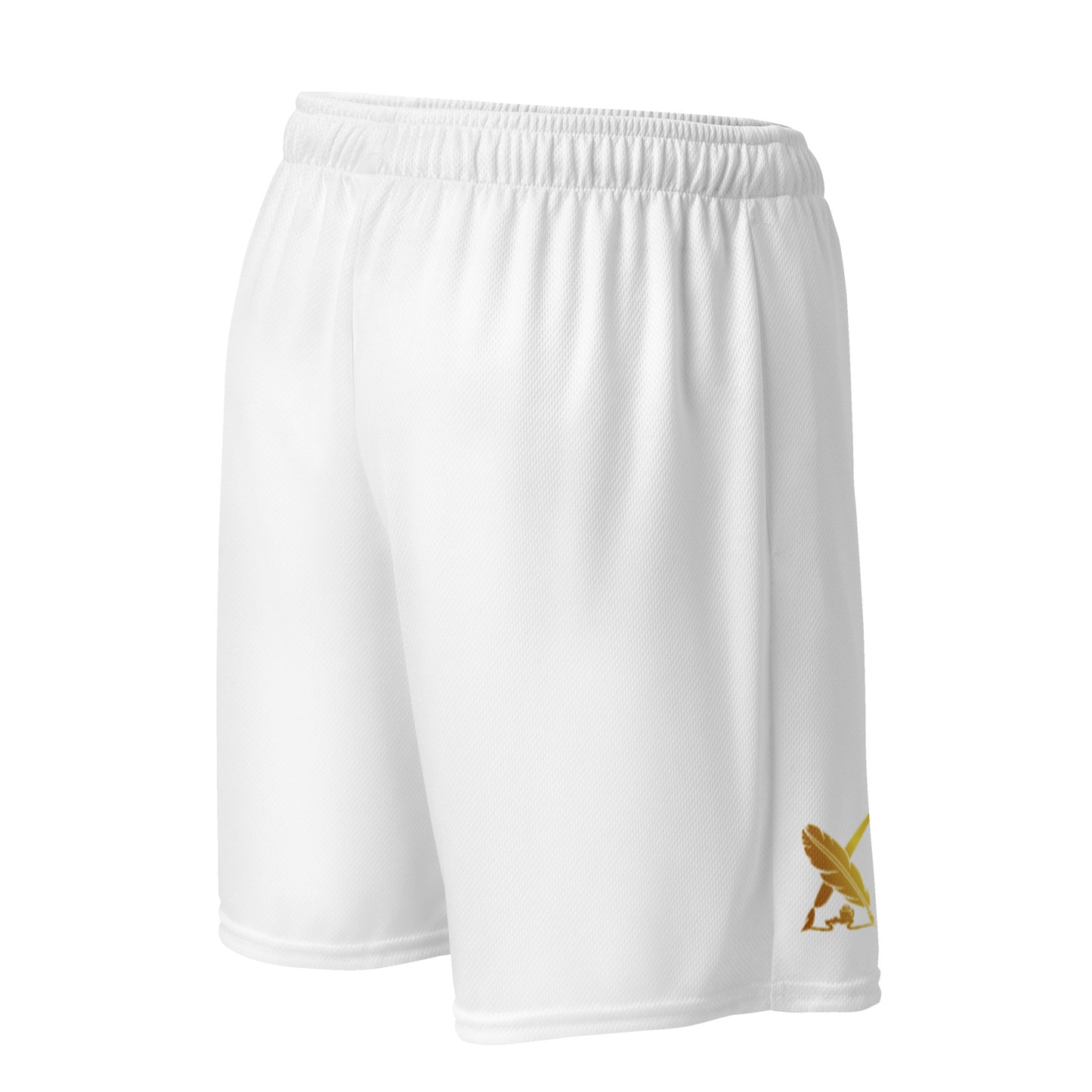 BLESSED BY XCLUSIF POETIX WHITE & GOLD Unisex mesh shorts