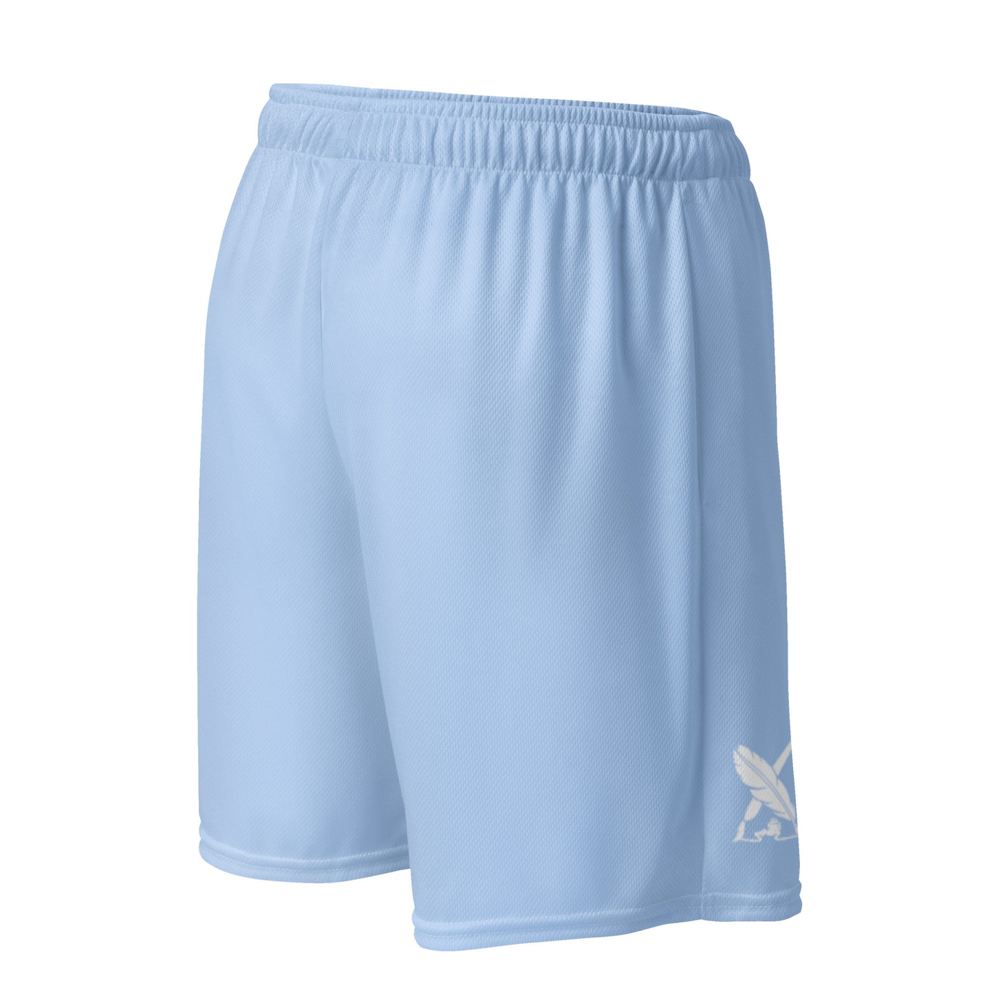 "LIVE FOR WHAT YOU LOVE" BY XCLUSIF POETIX LIGHT BLUE Unisex mesh shorts