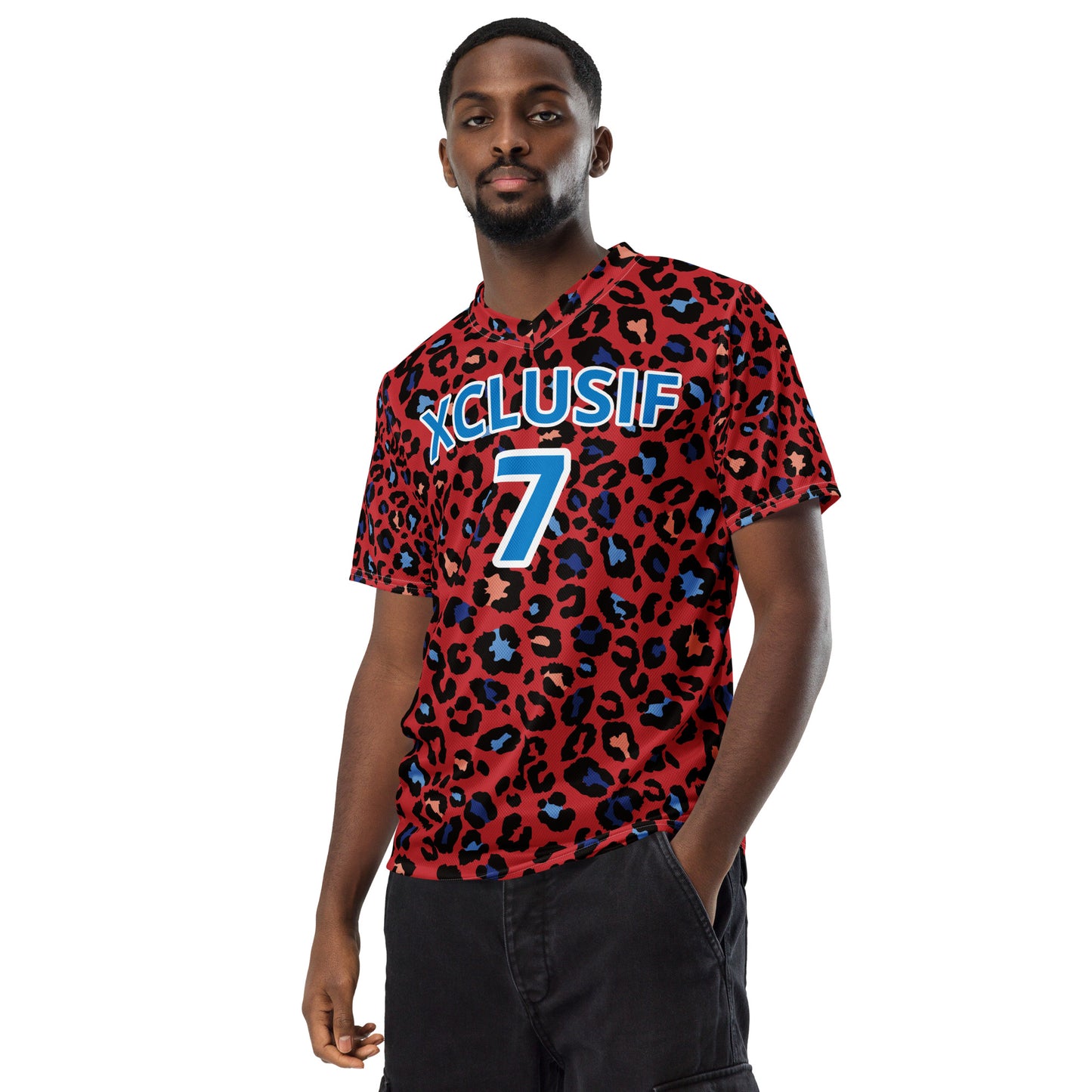 XCLUSIF POETIX RED LEOPARD unisex sports jersey