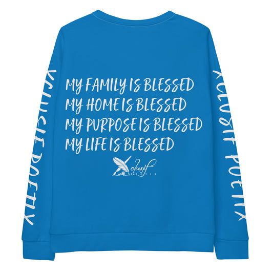 BLESSED BY XCLUSIF POETIX BLUE & WHITE Unisex Sweatshirt