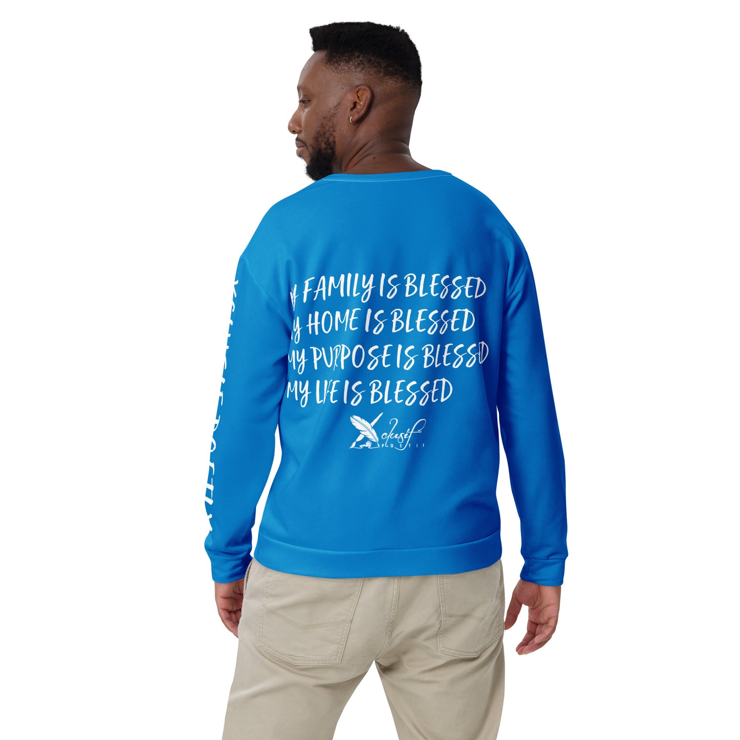 BLESSED BY XCLUSIF POETIX BLUE & WHITE Unisex Sweatshirt