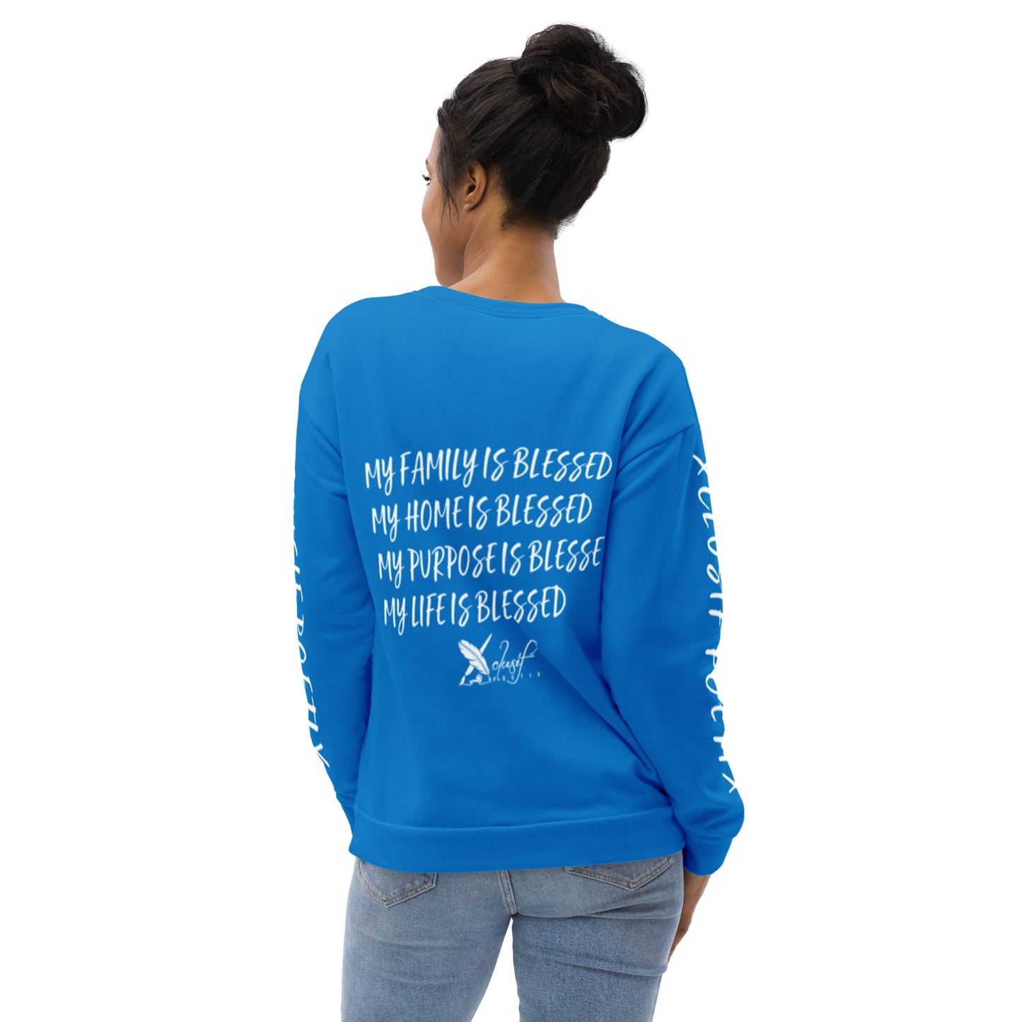 BLESSED BY XCLUSIF POETIX BLUE & WHITE Unisex Sweatshirt