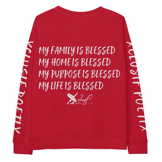 BLESSED BY XCLUSIF POETIX RED & WHITE Unisex Sweatshirt